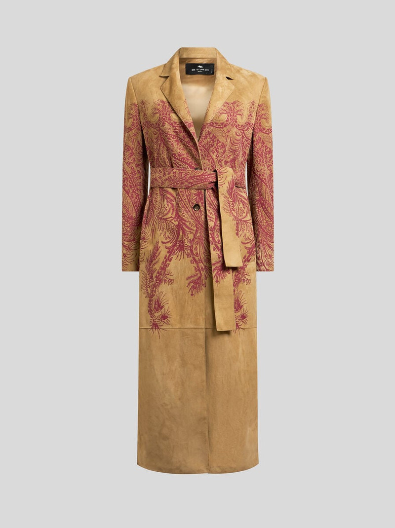 SUEDE COAT WITH PLACED PRINT 1