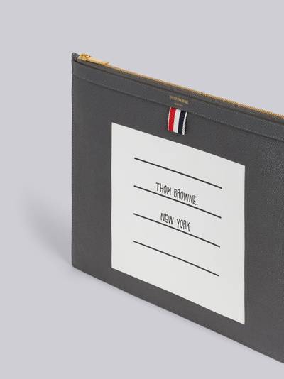 Thom Browne Dark Grey Pebble Grain Leather Paper Label Medium Document Holder outlook