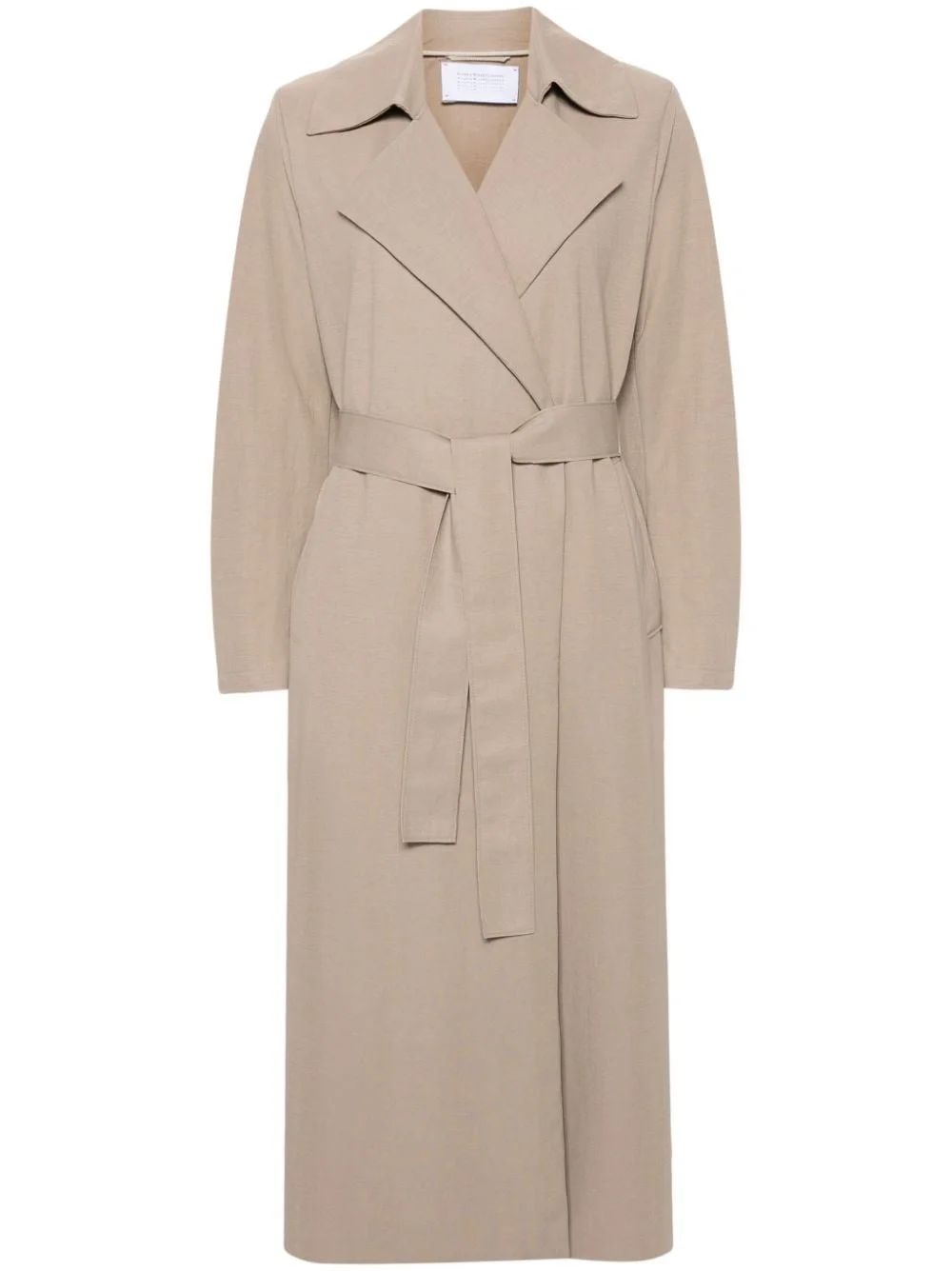 notched-lapel belted trench coat - 1