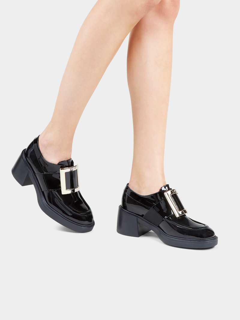 Roger Vivier Viv' Rangers Metal Buckle Loafers in Patent Leather outlook