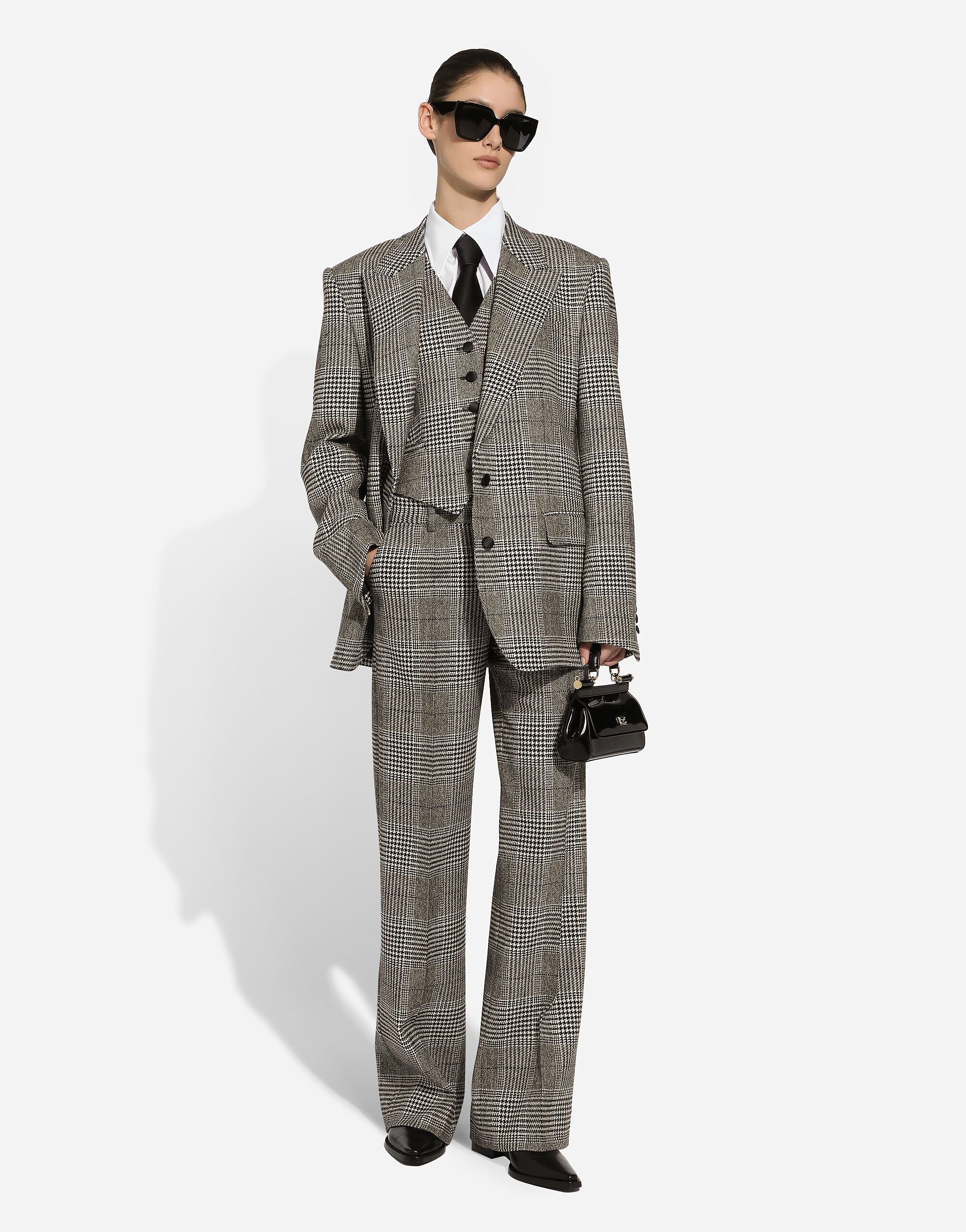 Flared glen plaid pants - 2