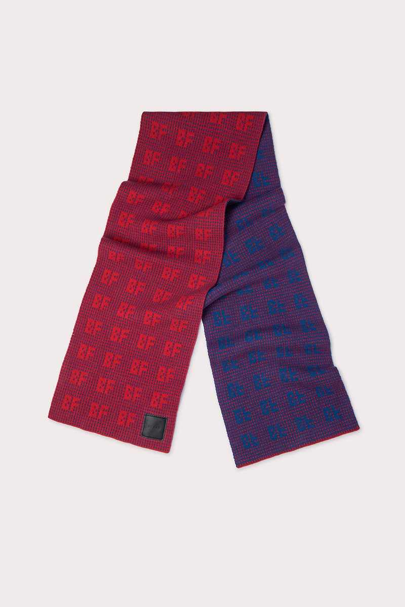 Jacquard Grid Scarf Ruby Wool 1