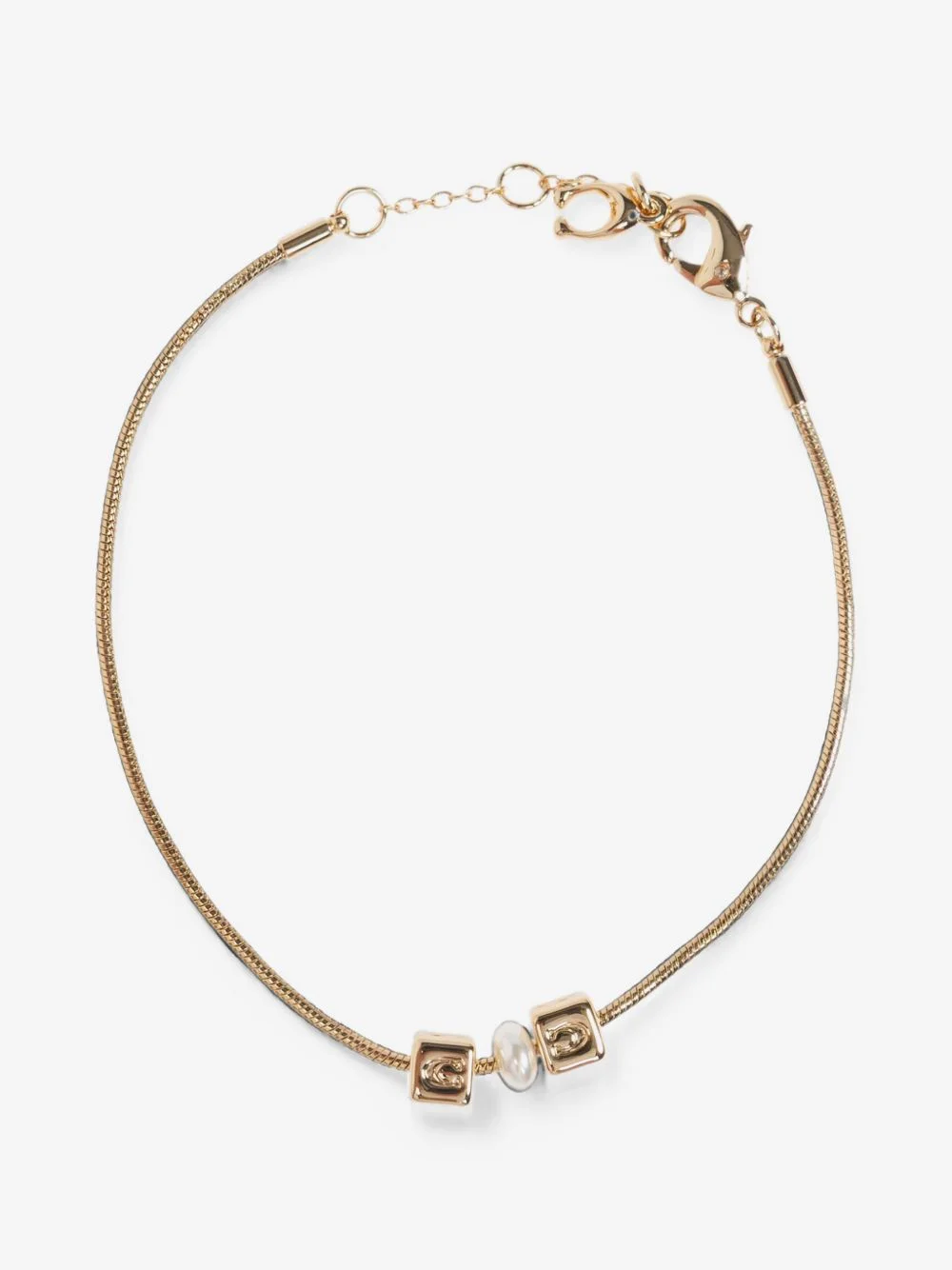 logo-charm faux-pearl bracelet - 1