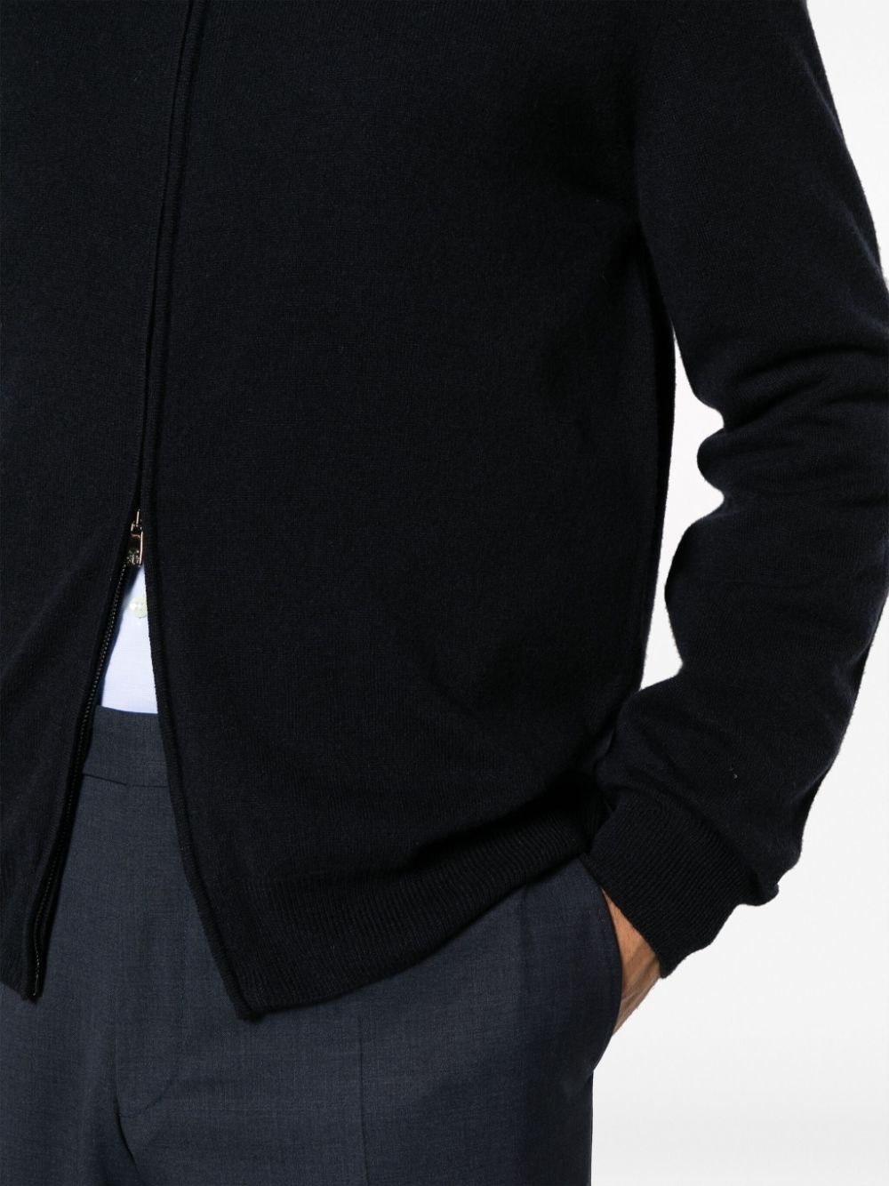 funnel-neck virgin wool blend cardigan - 5