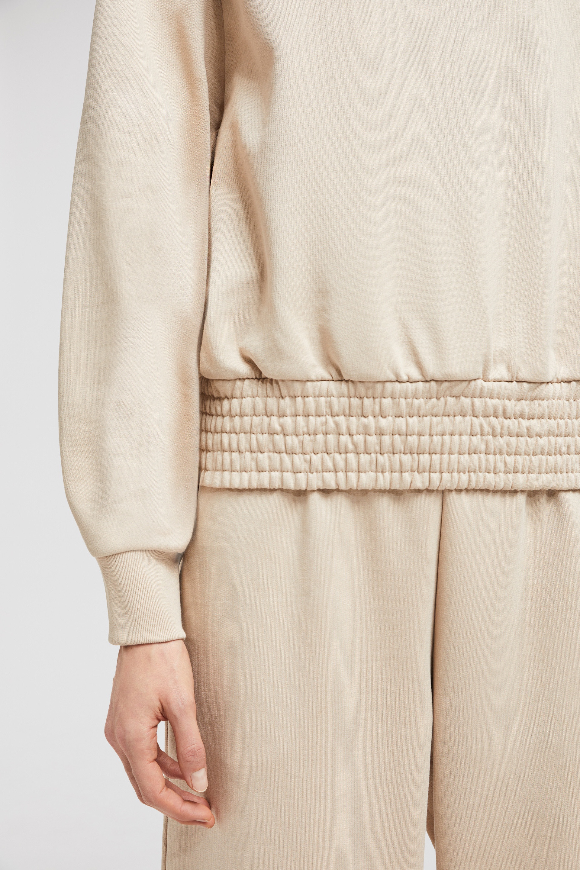 Pleated Sleeve Cotton Sweatshirt - 6