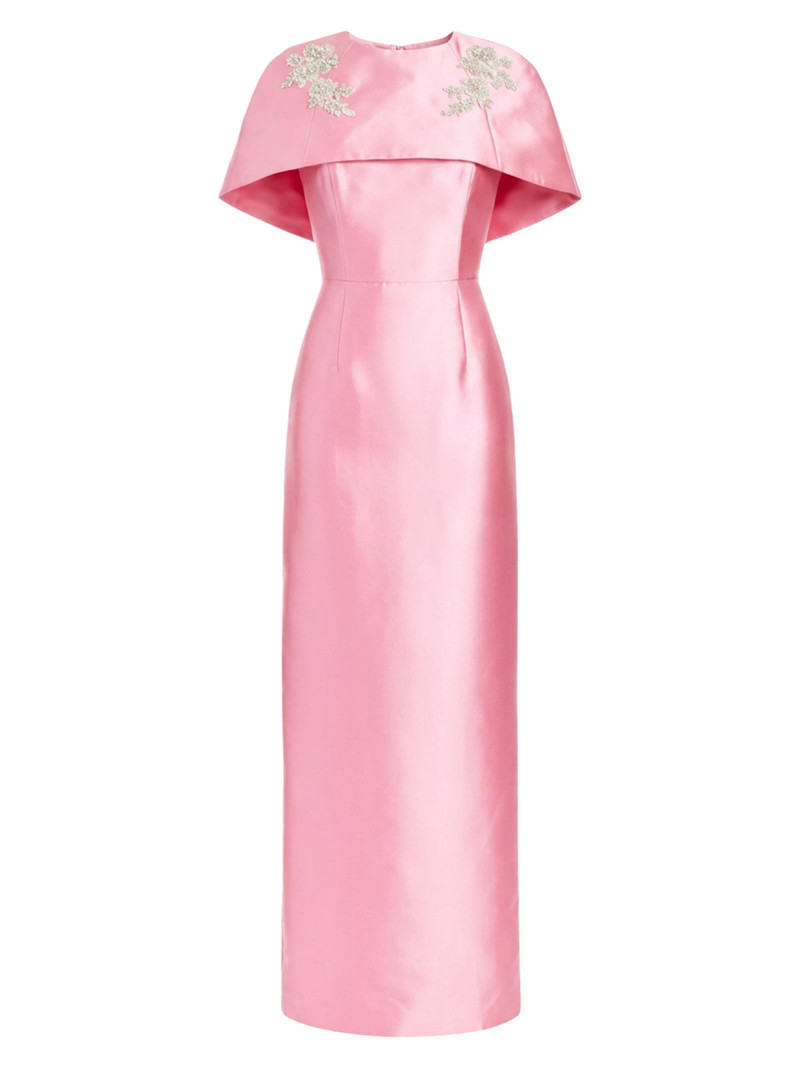 Women's Eve Embellished Convertible-Cape Column Gown - Primrose Pink 1