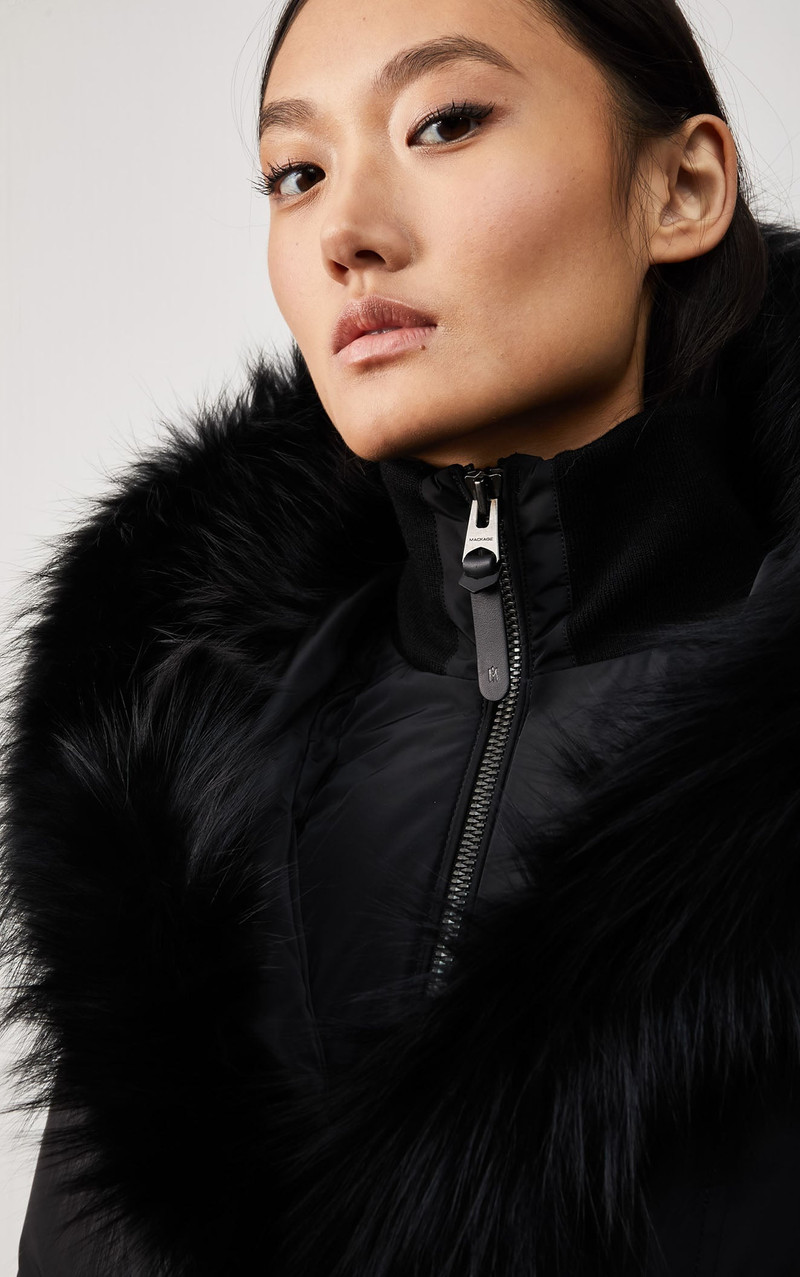 ADALI down coat with signature silverfox fur collar 4