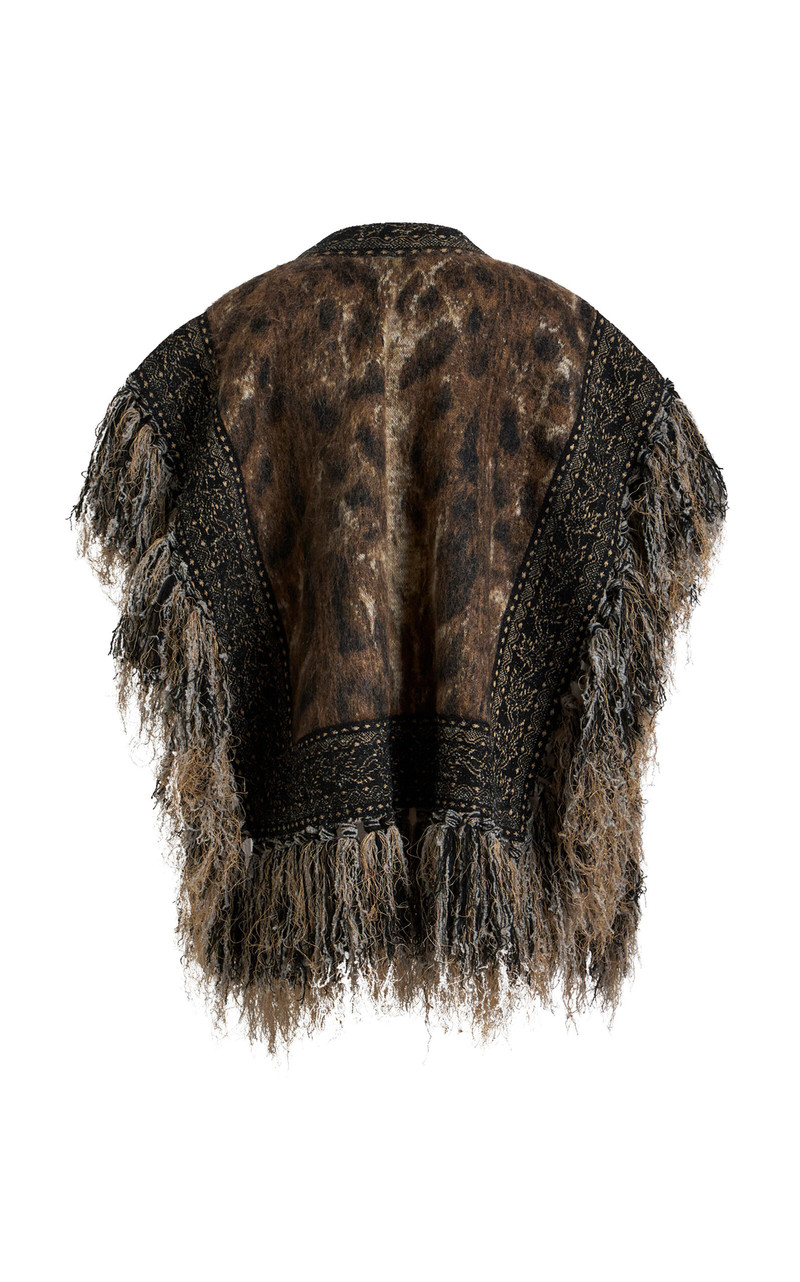 Fringed Knit Cape brown 3