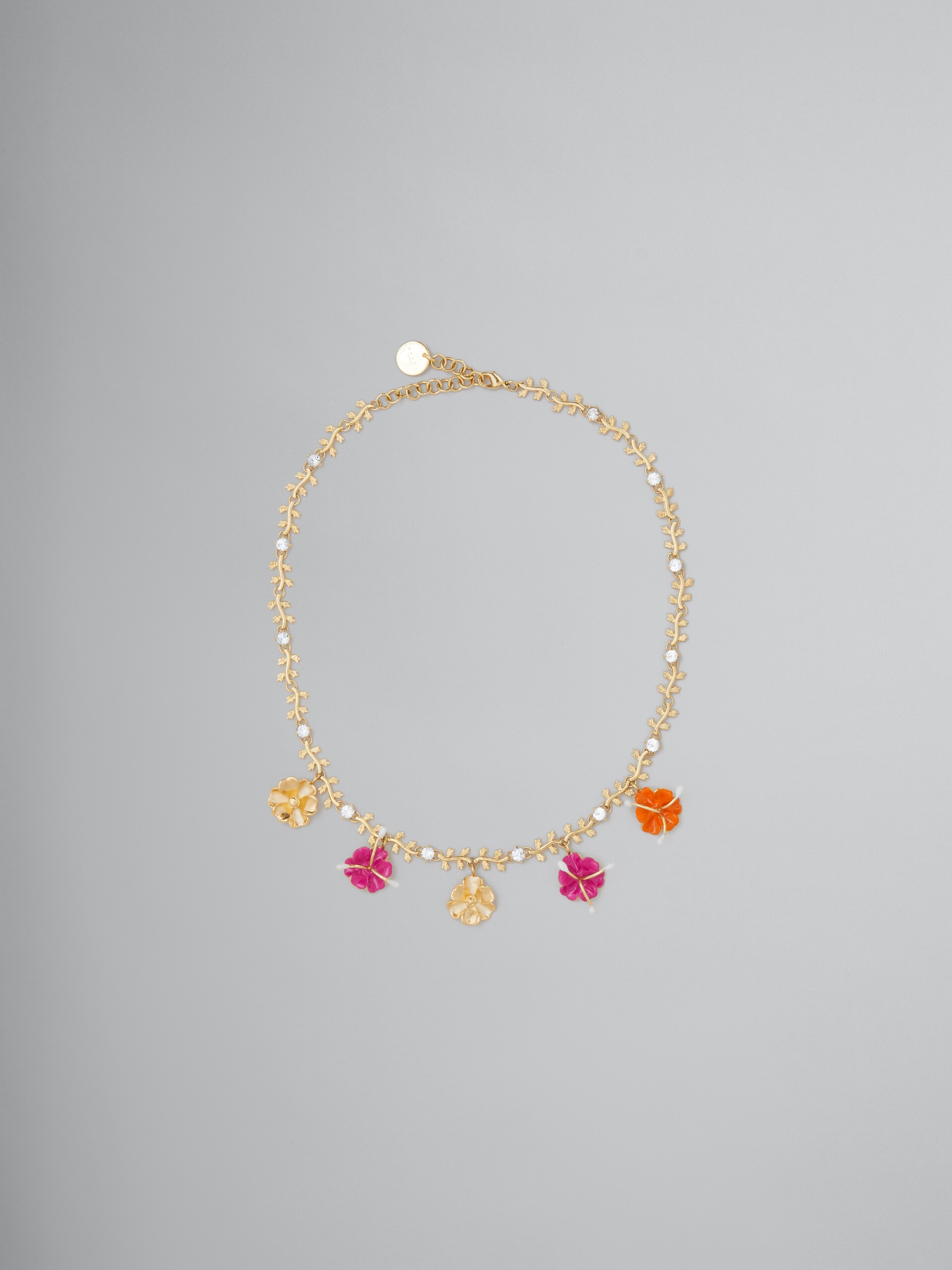 ENAMELLED FLOWER CHARM NECKLACE - 1