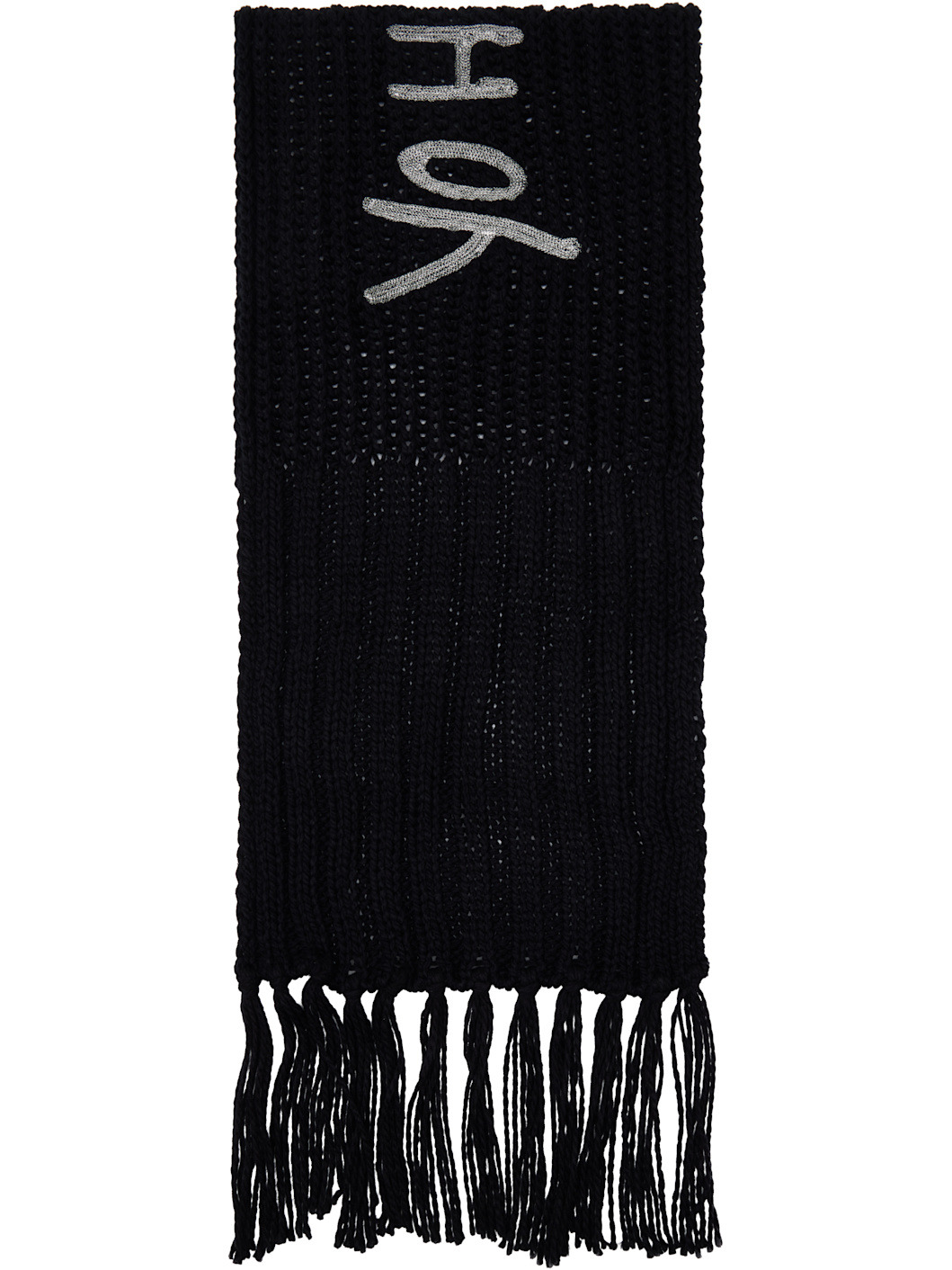 Black Oversized Chunky Knit Scarf - 2