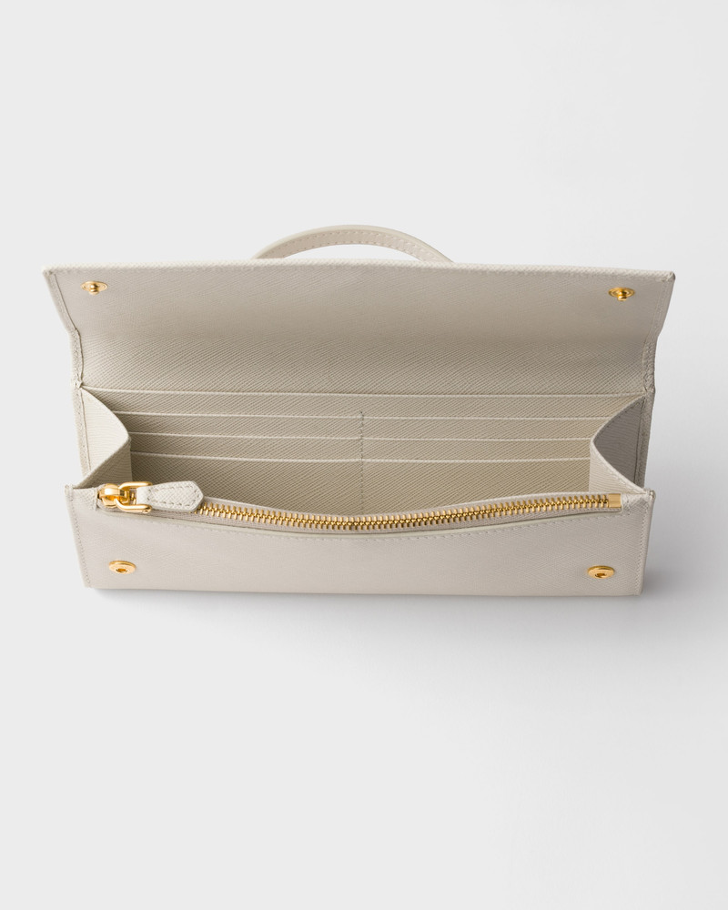 Prada Saffiano leather wallet with shoulder strap outlook