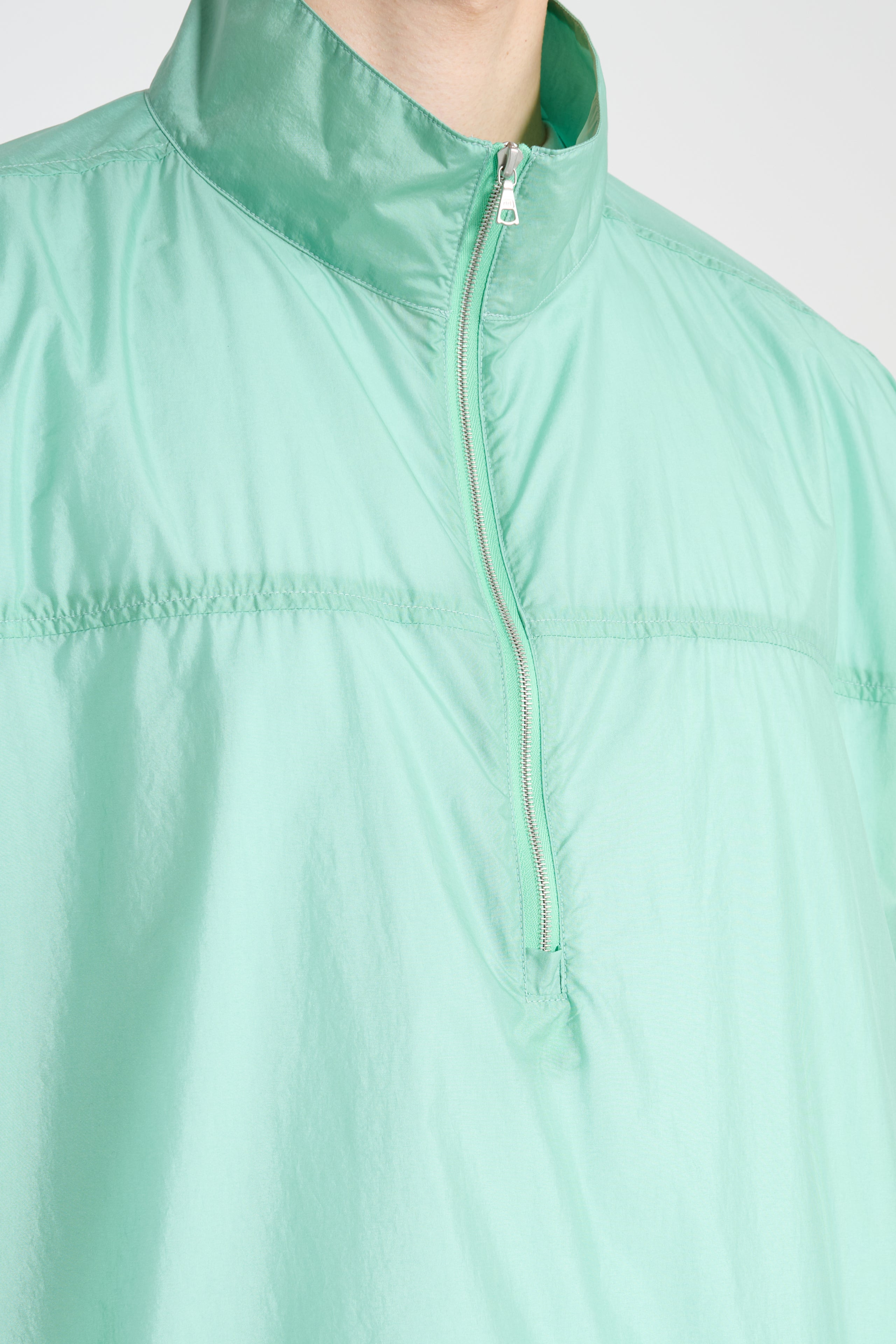 AURALEE LIGHT SHEER NYLON HALF ZIP P/O JADE GREEN - 5