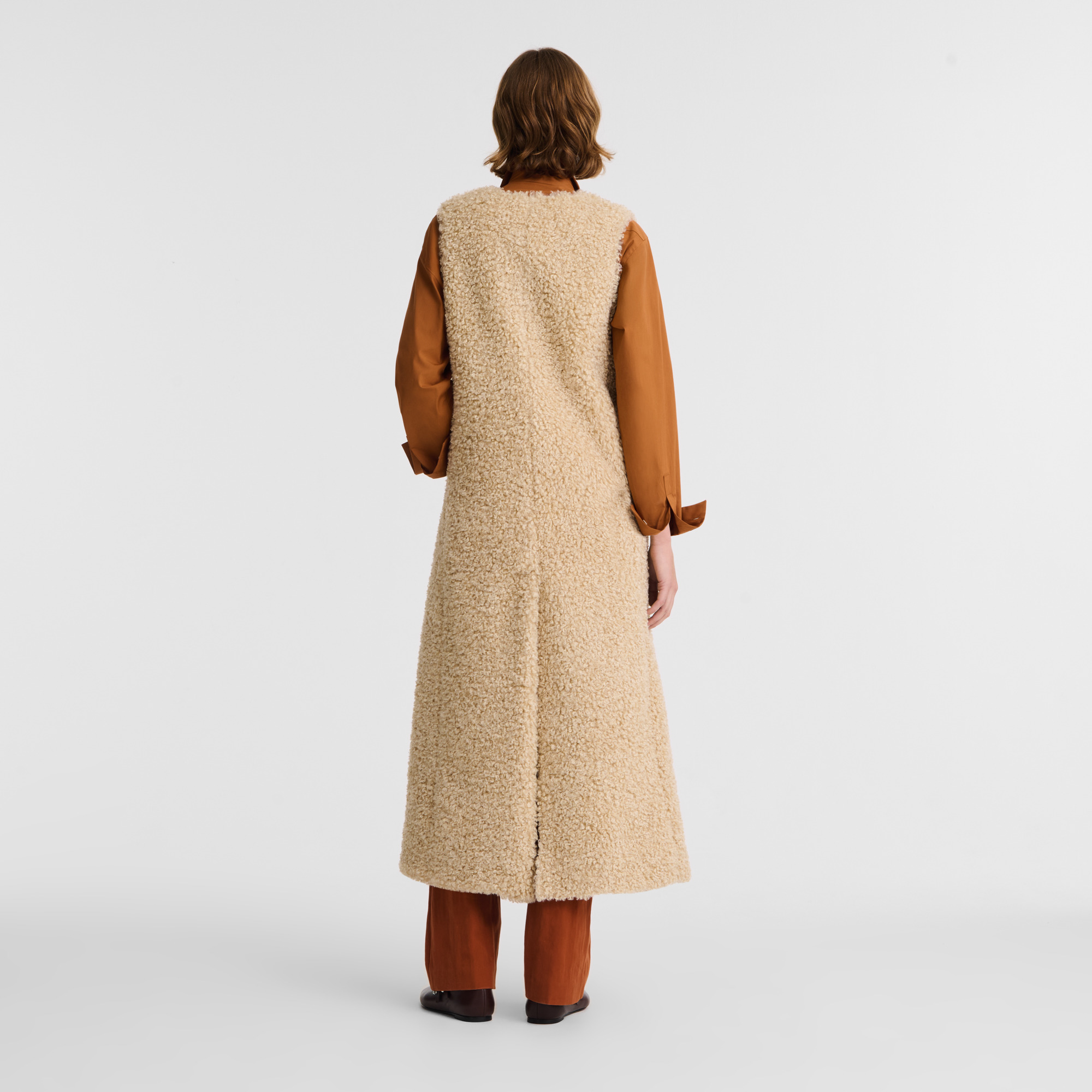 Long cardigan Ecru - Faux fur - 3