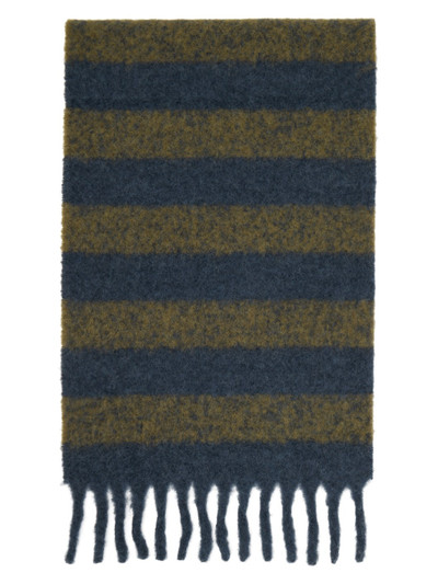 Maison Kitsuné Navy & Green Striped Scarf outlook