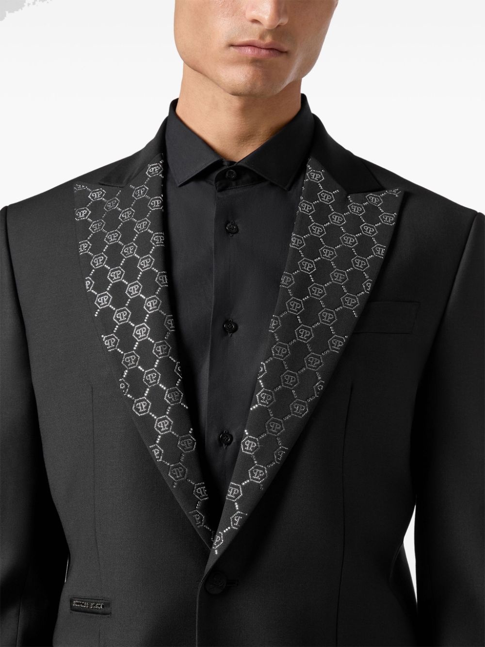 monogram-pattern blazer - 5