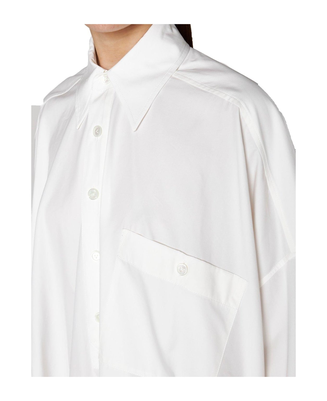 Half-buttoned Shirt Dress - 4