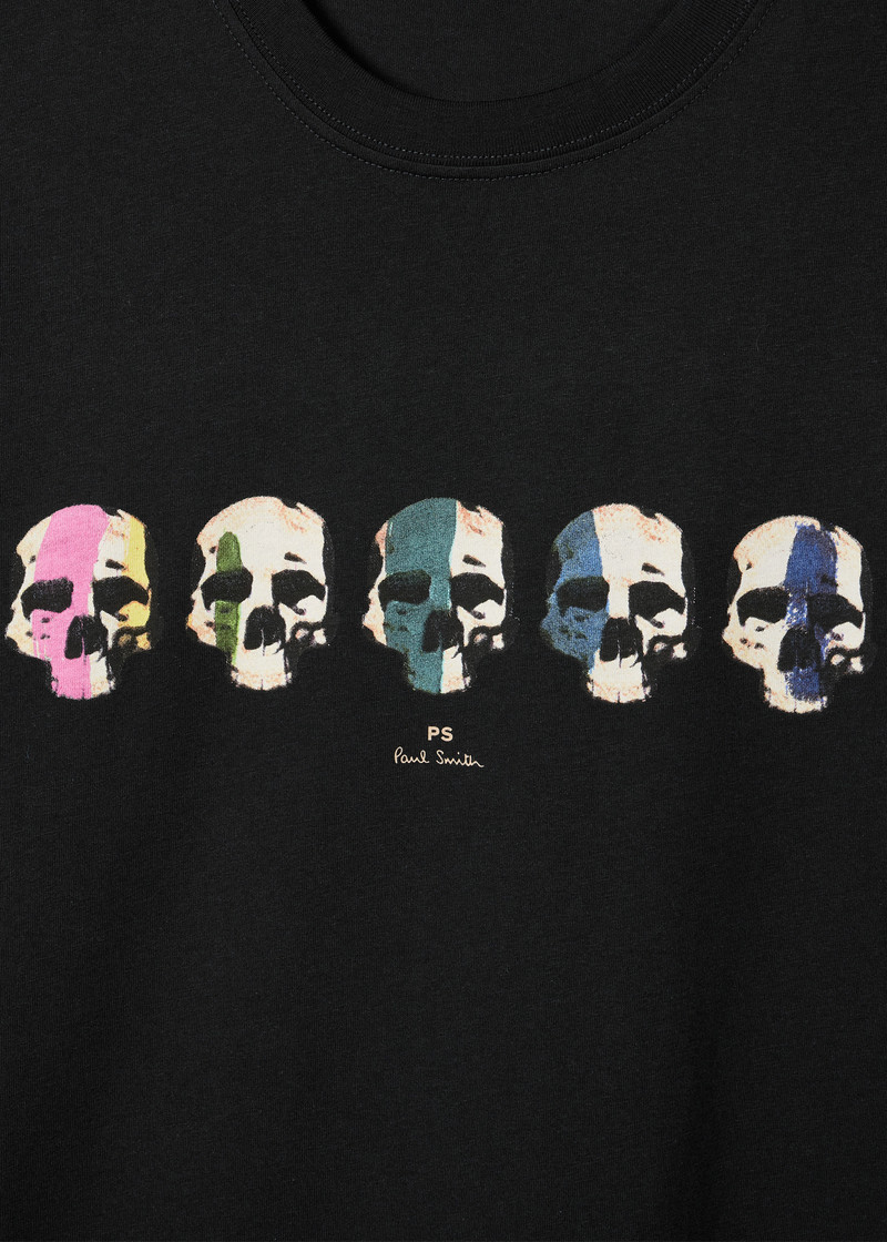 Paul Smith Slim-Fit Black 'Multicolour Skull' T-Shirt outlook