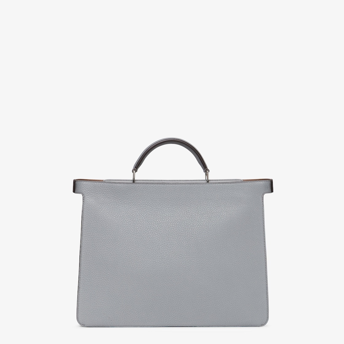 Medium iconic Peekaboo ISeeU bag, made of gray Cuoio Romano leather. The interior is organized into  - 4