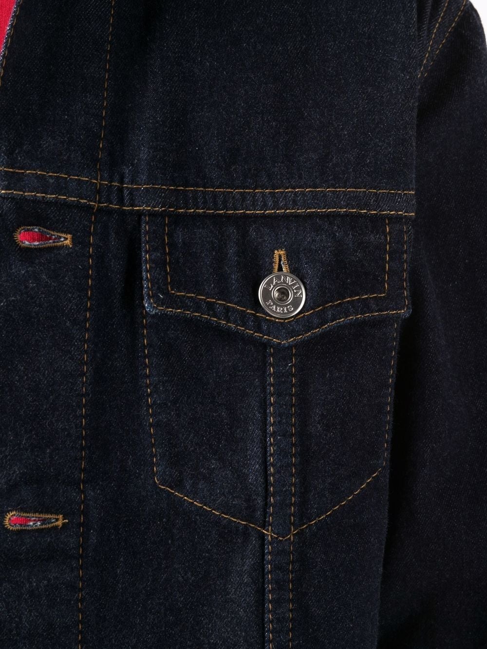 rear logo denim jacket - 5