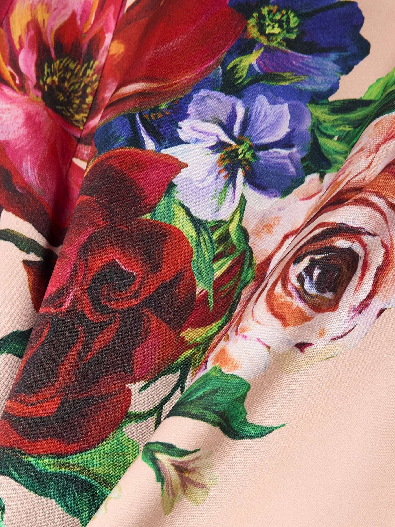 Floral-print satin midi dress Pink - 4