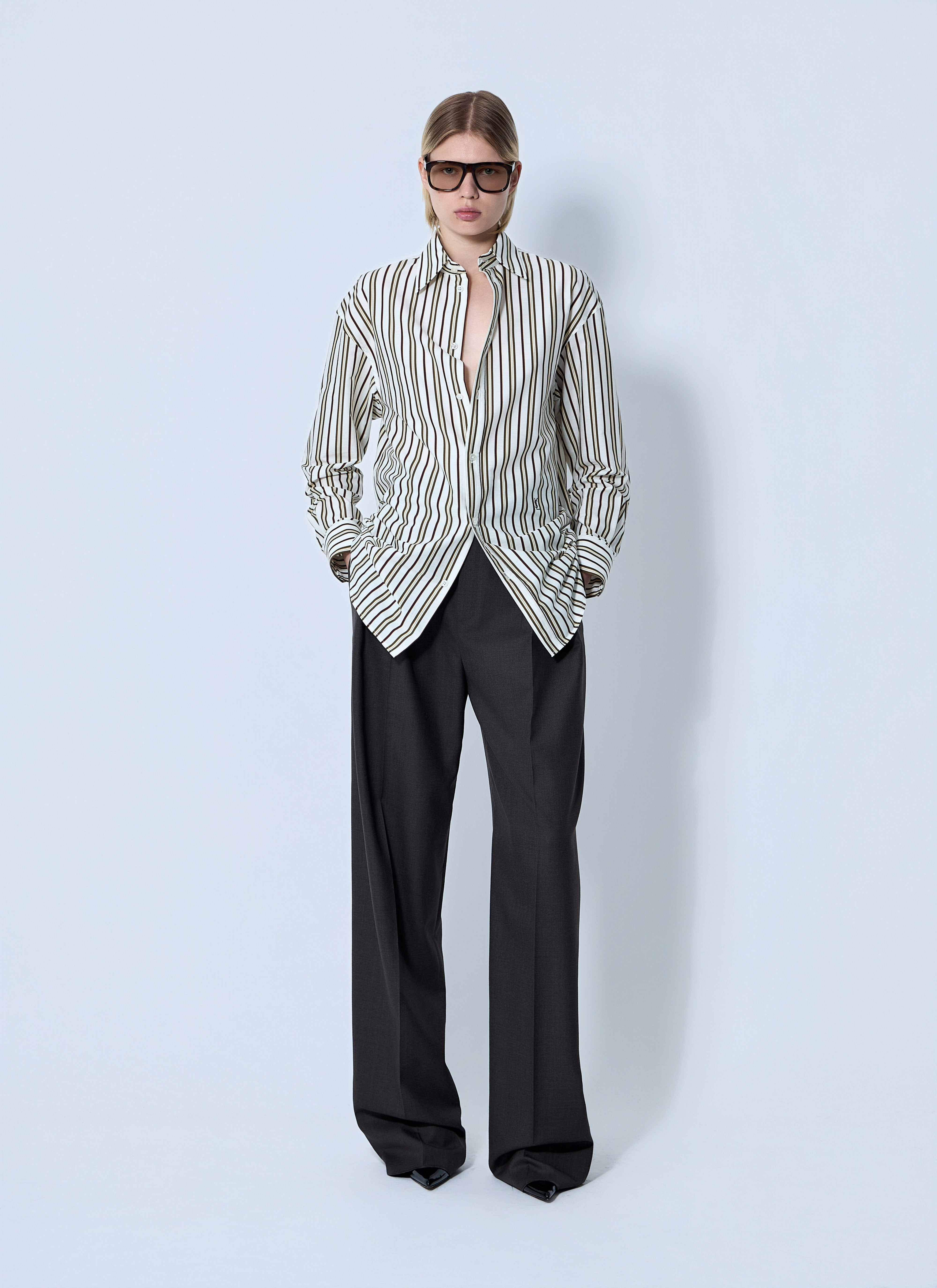 Saint Laurent Women Wool Chiné Pants - 2
