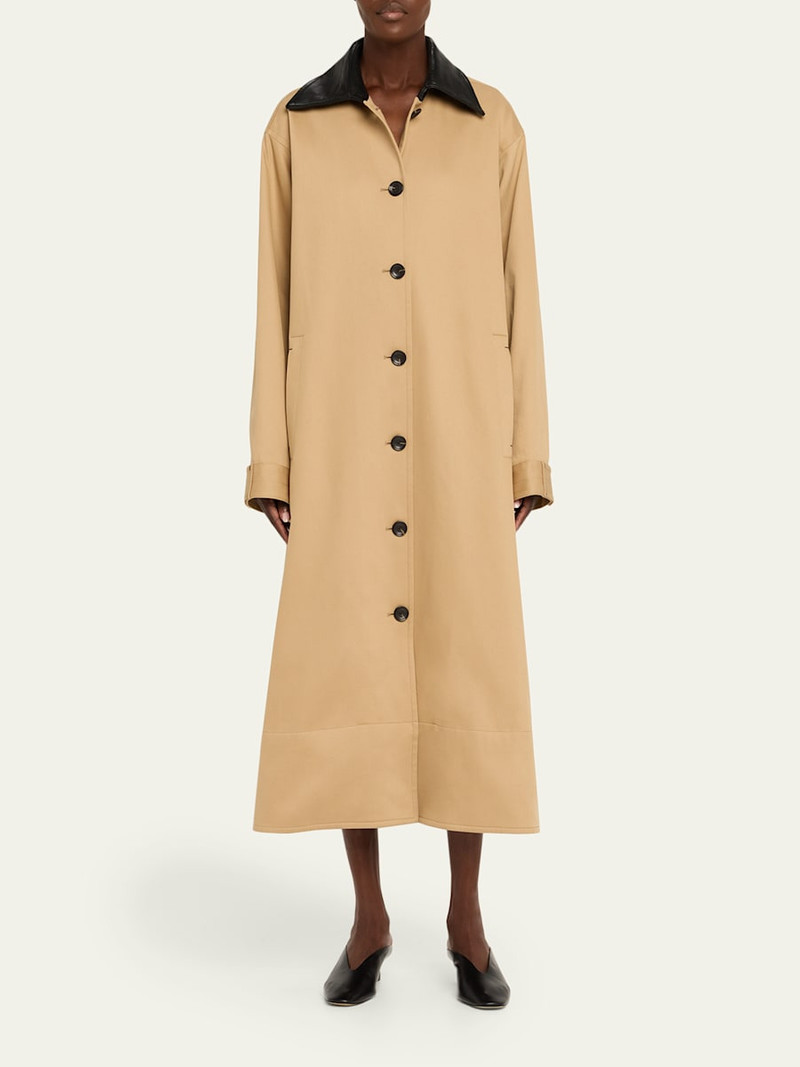 MARIA McMANUS Leather-Collar A-Line 긴 스윙 코트 outlook