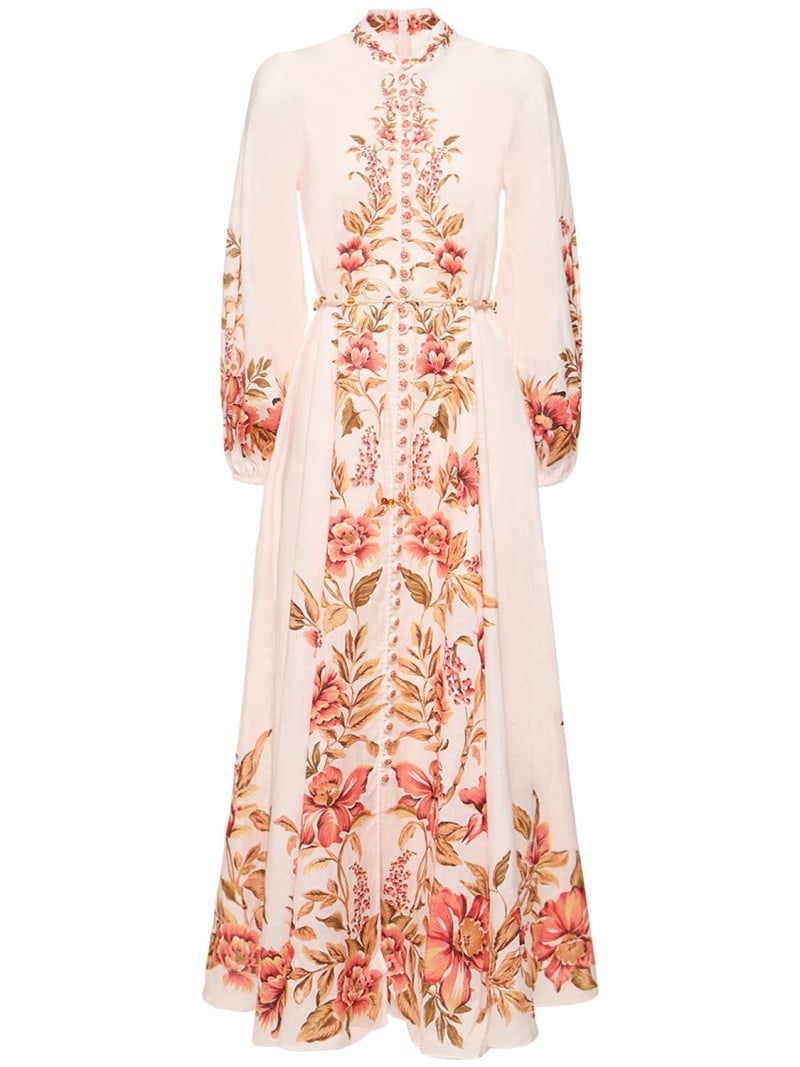 Vacay Billow printed linen long dress - 1