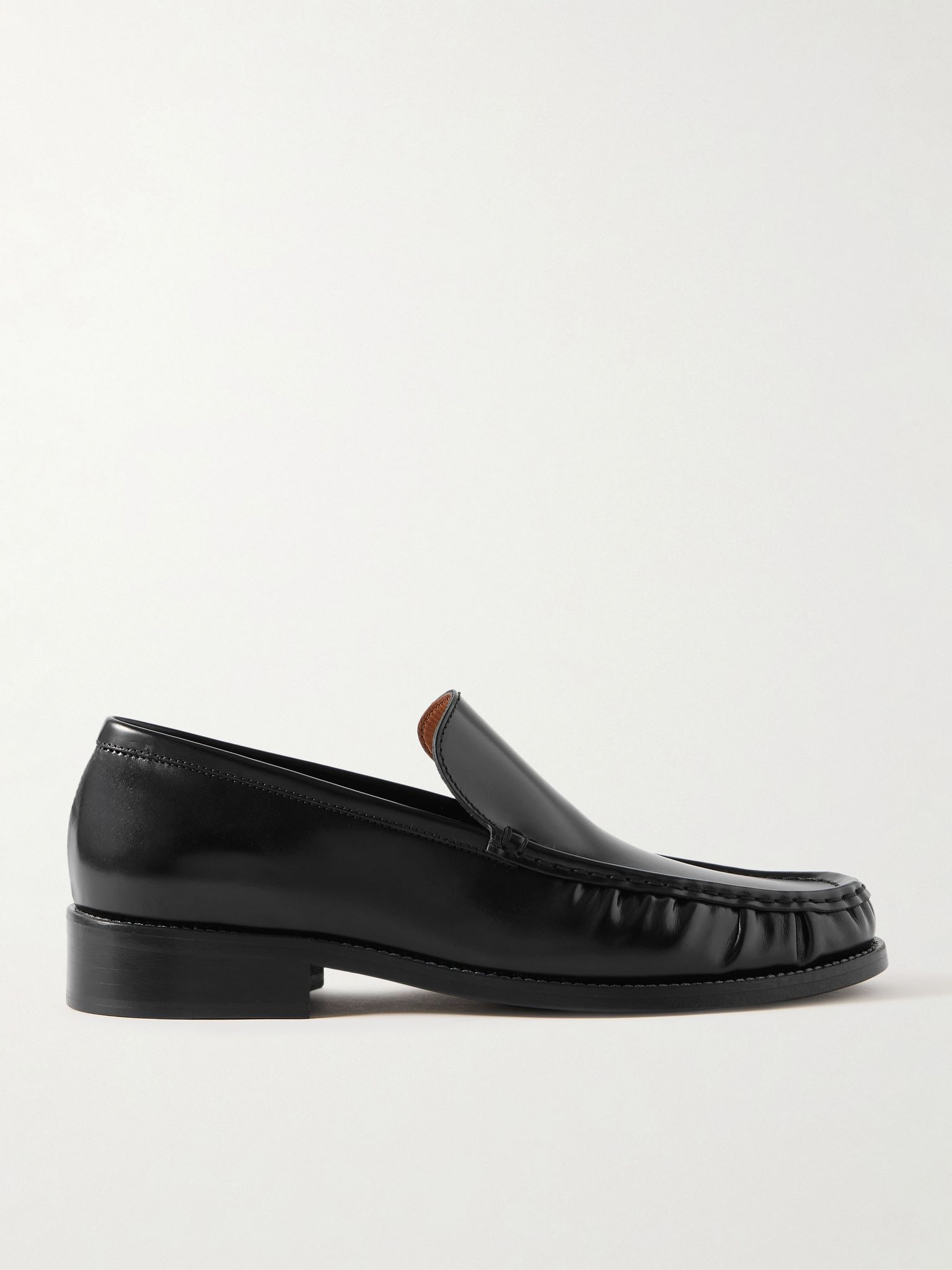 Logo-Print Glossed-Leather Loafers Black - 1