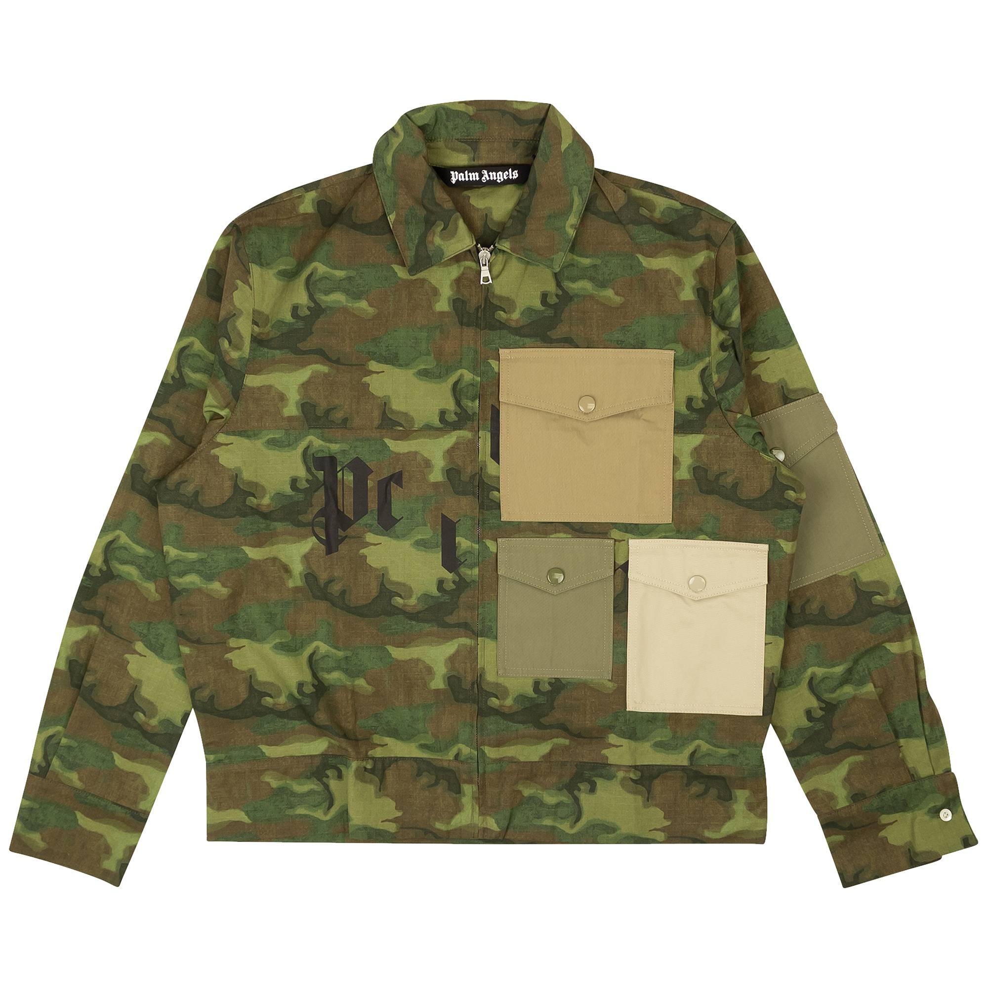 Palm Angels Camouflage Patch Pocket Shirt Jacket 'Military Green' - 1