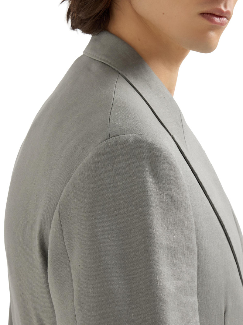 Men's Tailor Blazer in Linen, Virgin Wool and Mohair Gabardine - Khaki 4
