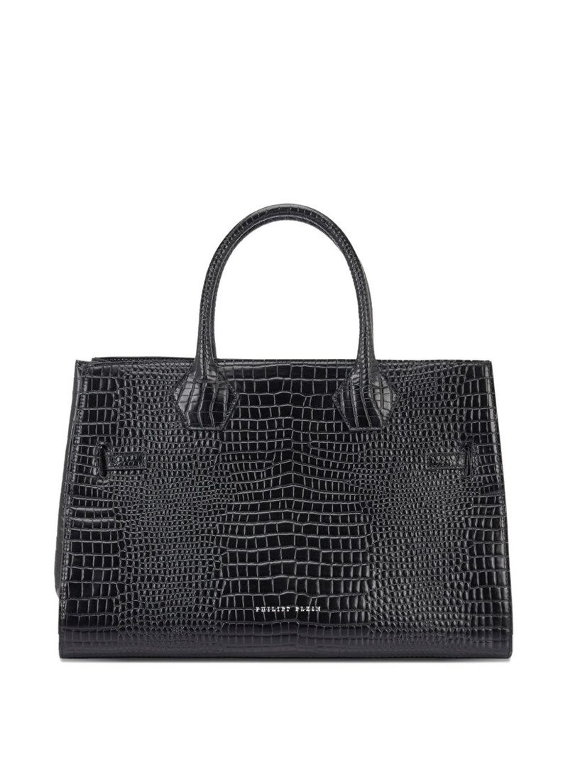 PHILIPP PLEIN big crocodile-effect logo tote bag outlook