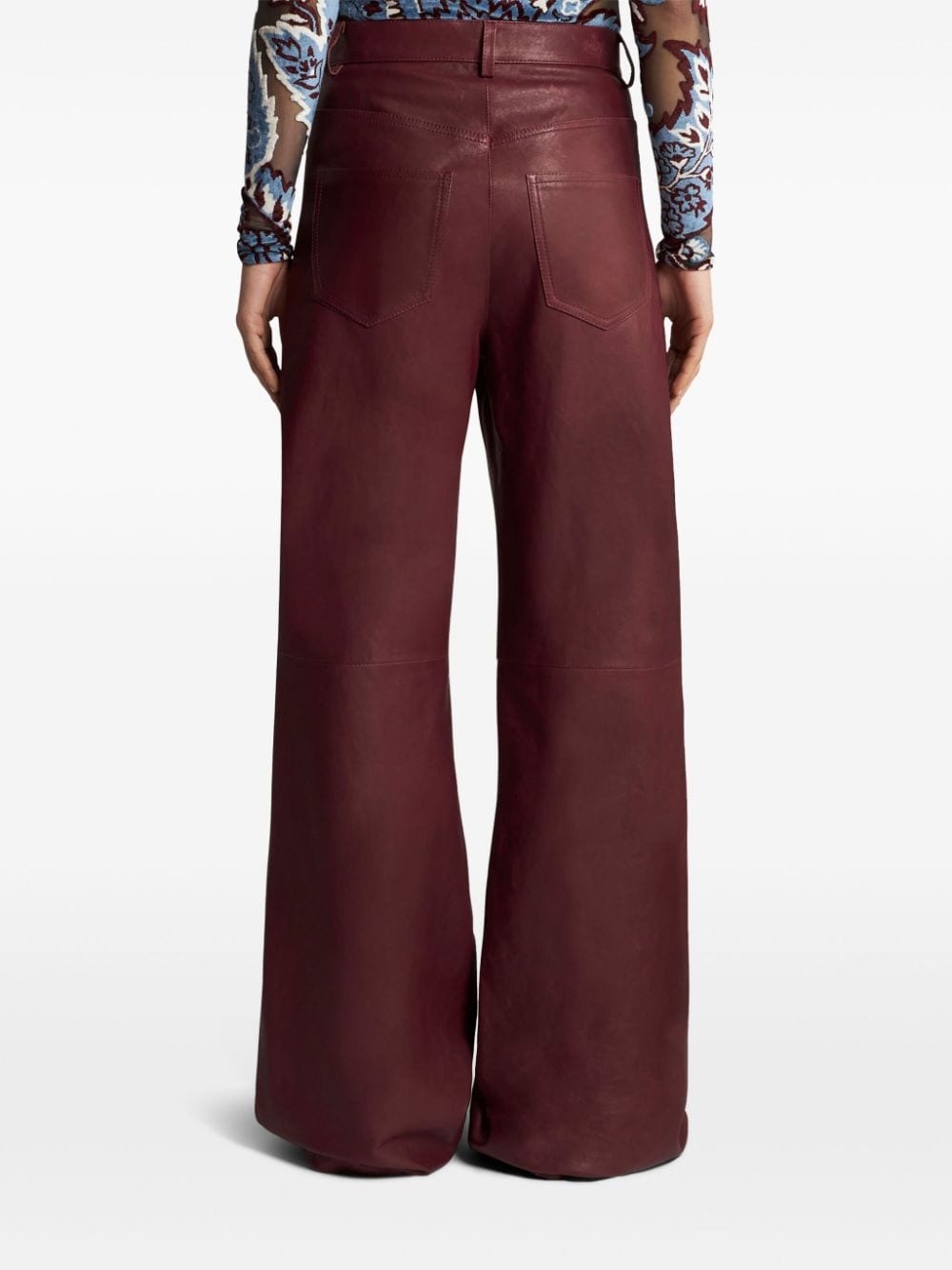 wide-leg leather trousers - 4
