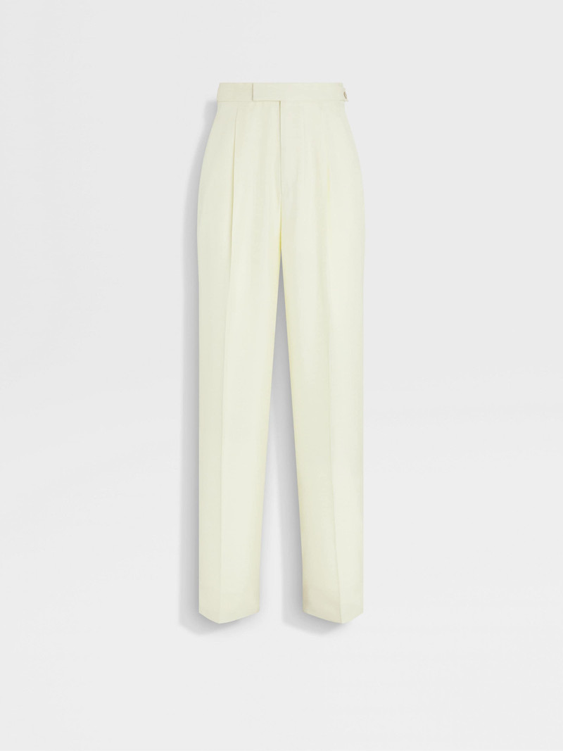 LIGHT YELLOW SILK AND WOOL PANTS 1