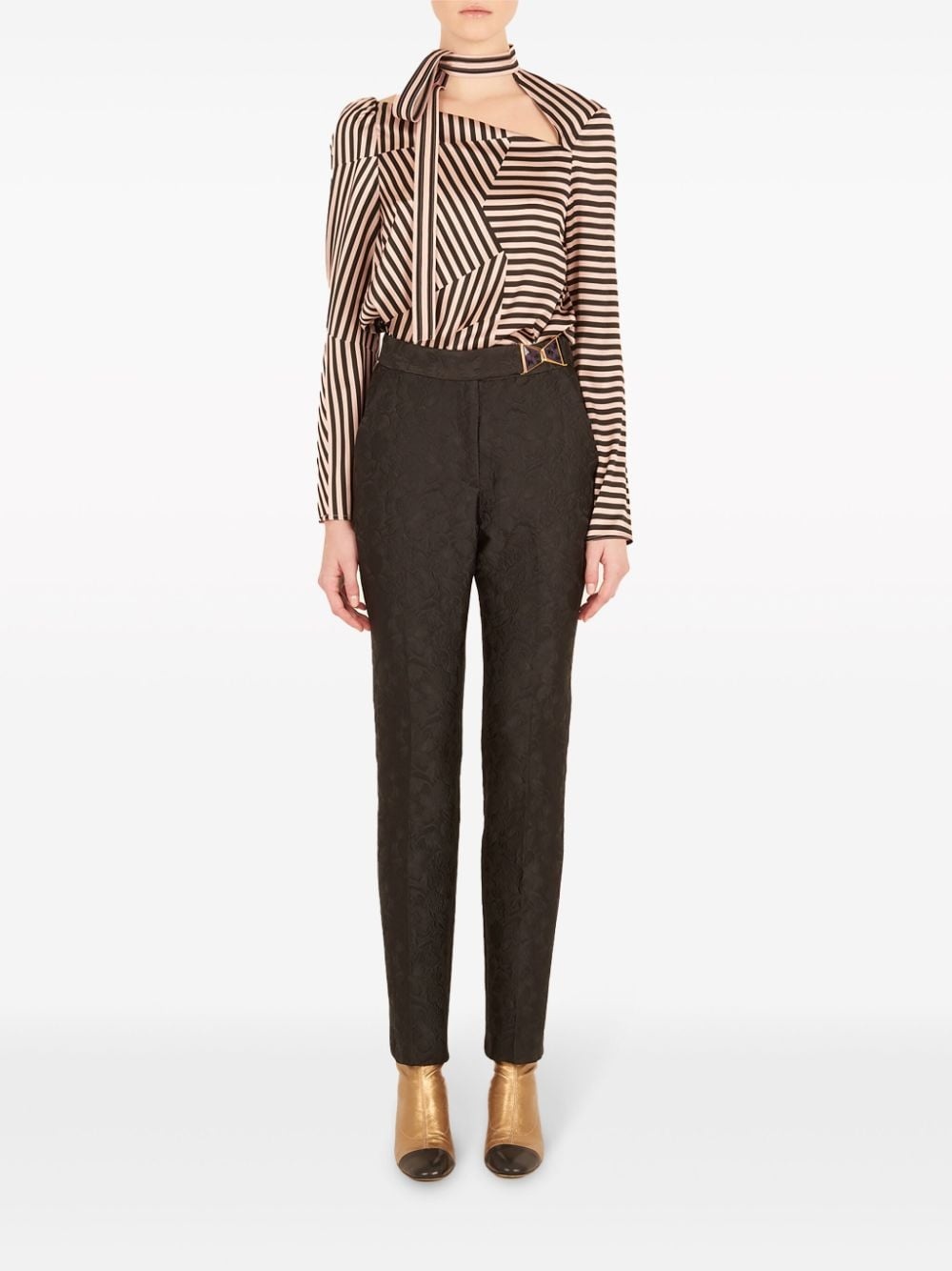 Orion floral-jacquard trousers - 2