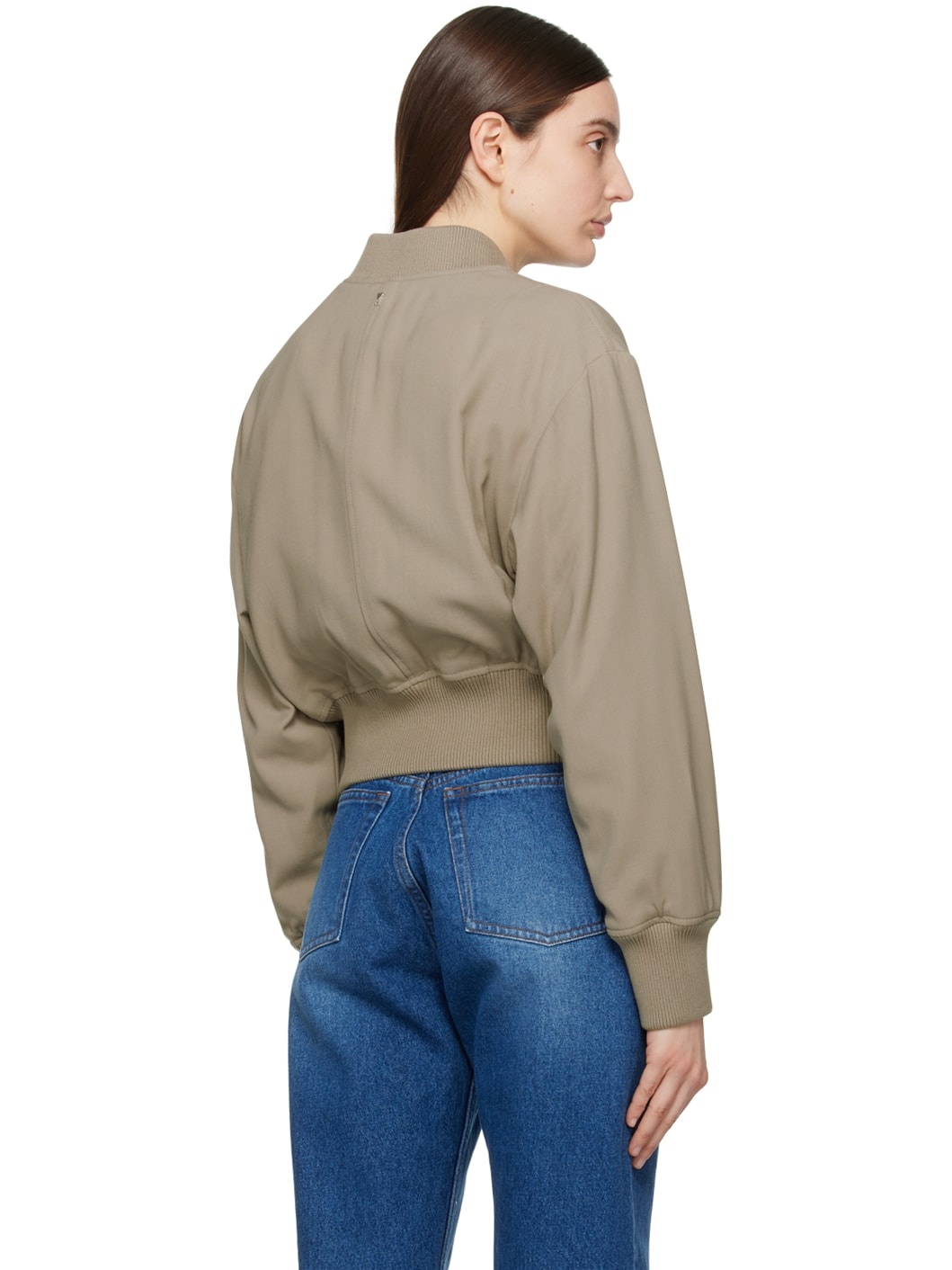 Taupe Zip Bomber Jacket - 3