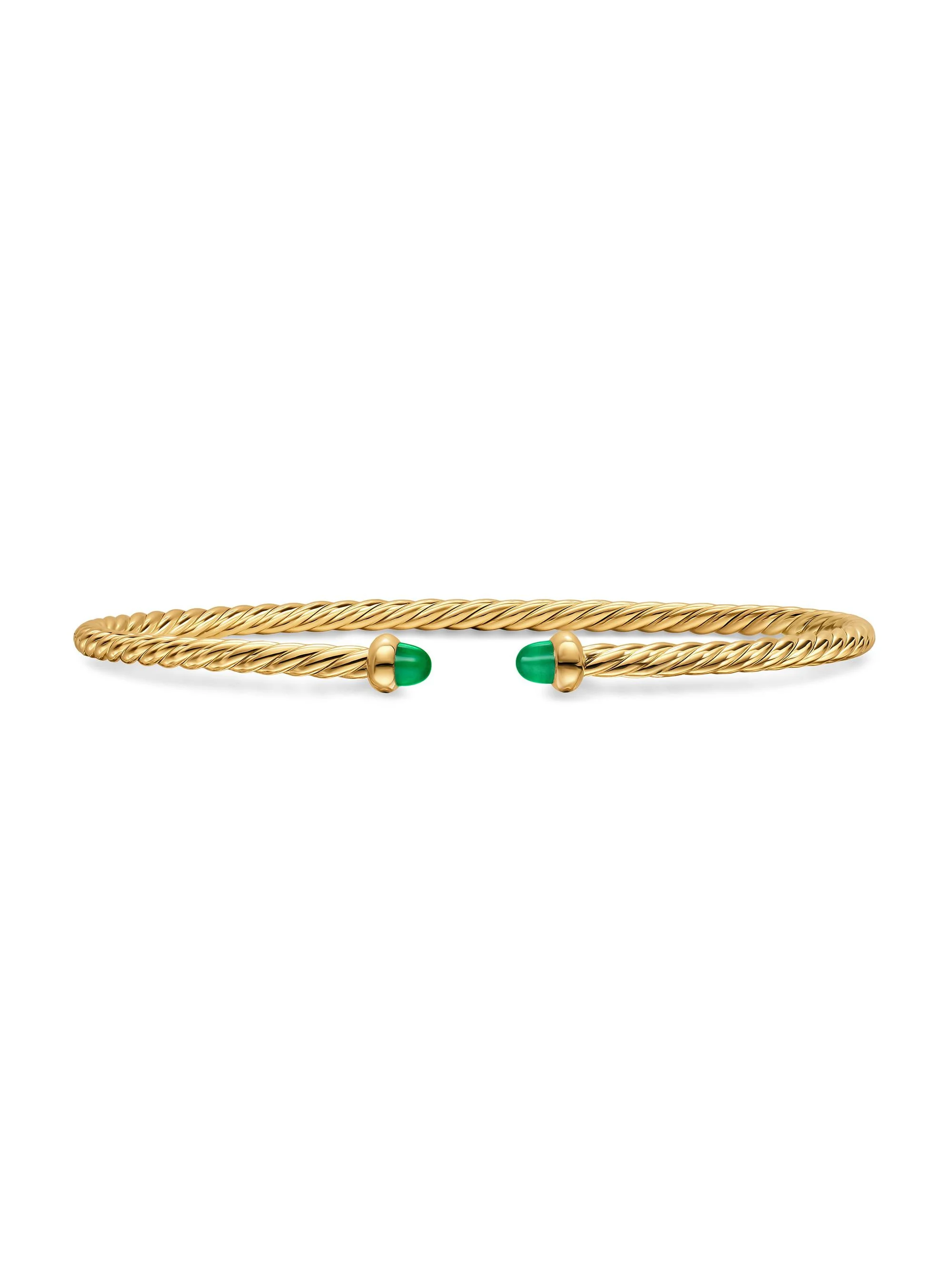 Women's Micro Cablespira Flex Bracelet in 18K Yellow Gold - Emerald - 1