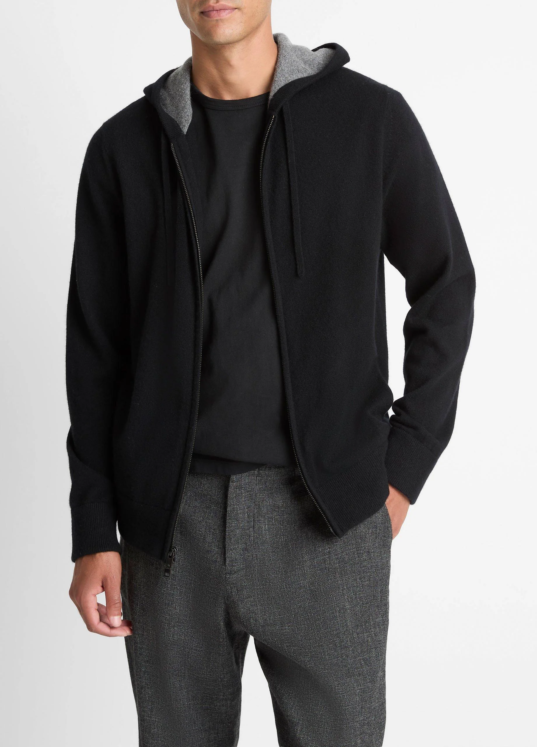 Cashmere Zip-Front Hoodie - 1