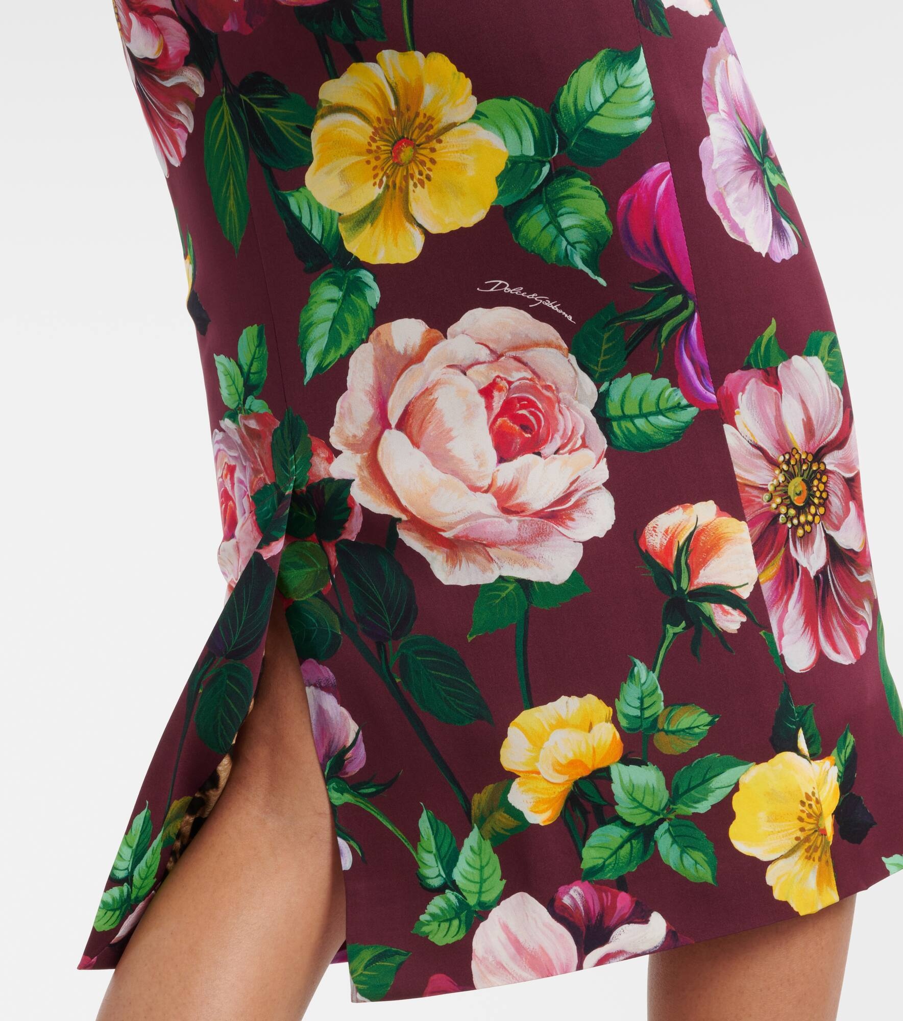 Floral silk-blend charmeuse midi skirt - 5