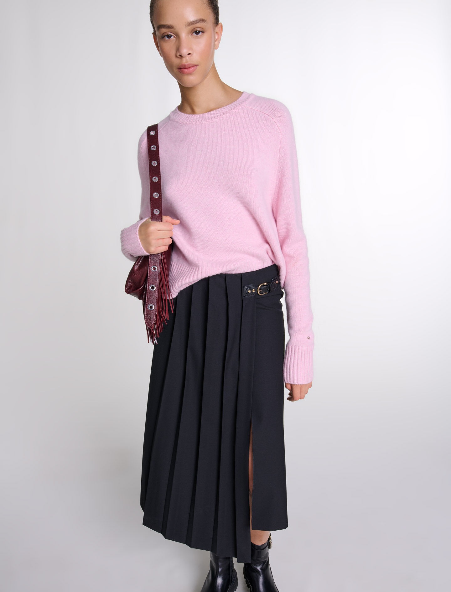 Asymmetrical long pleated skirt - 5