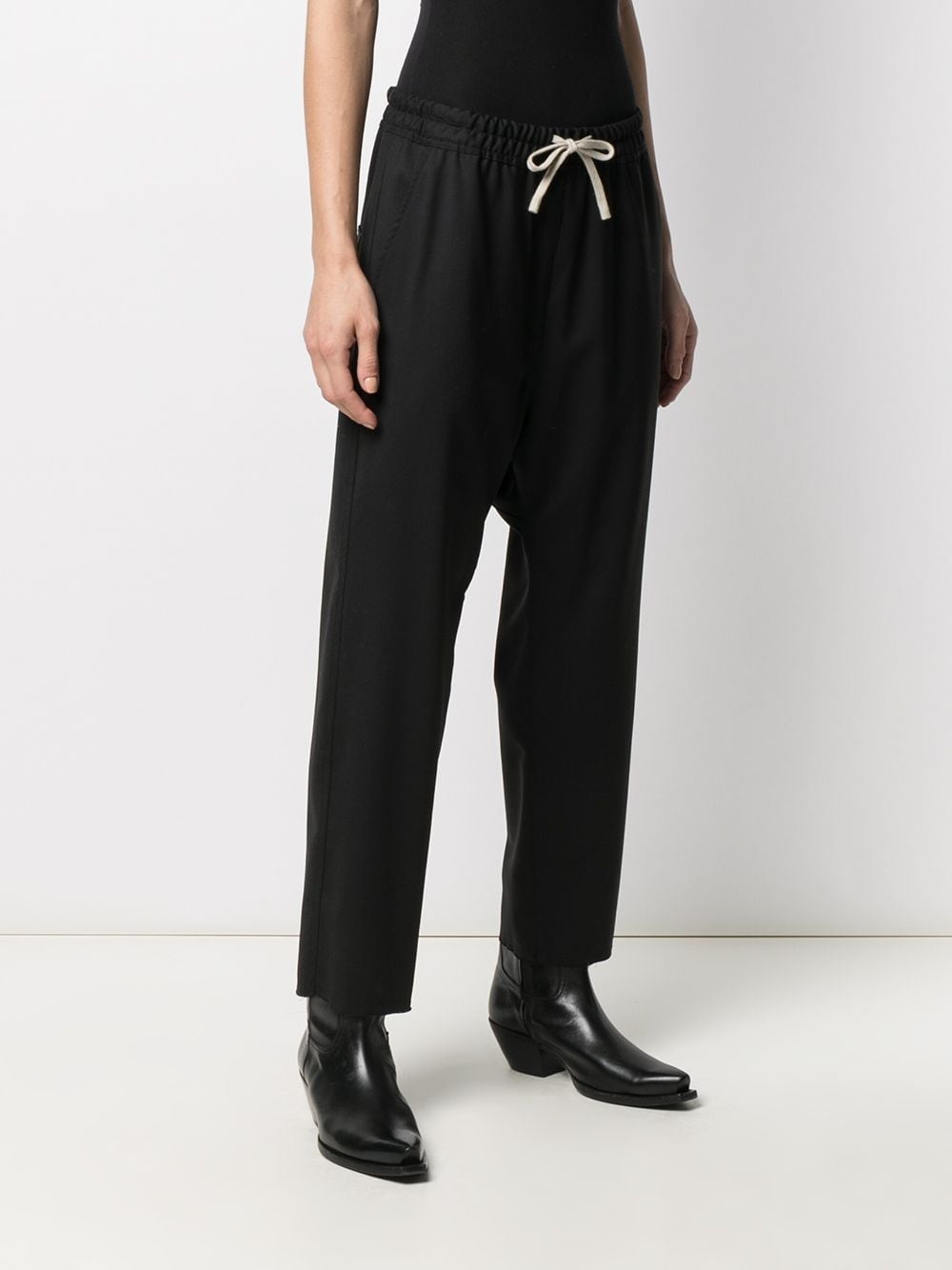 cropped drawstring waist trousers - 3