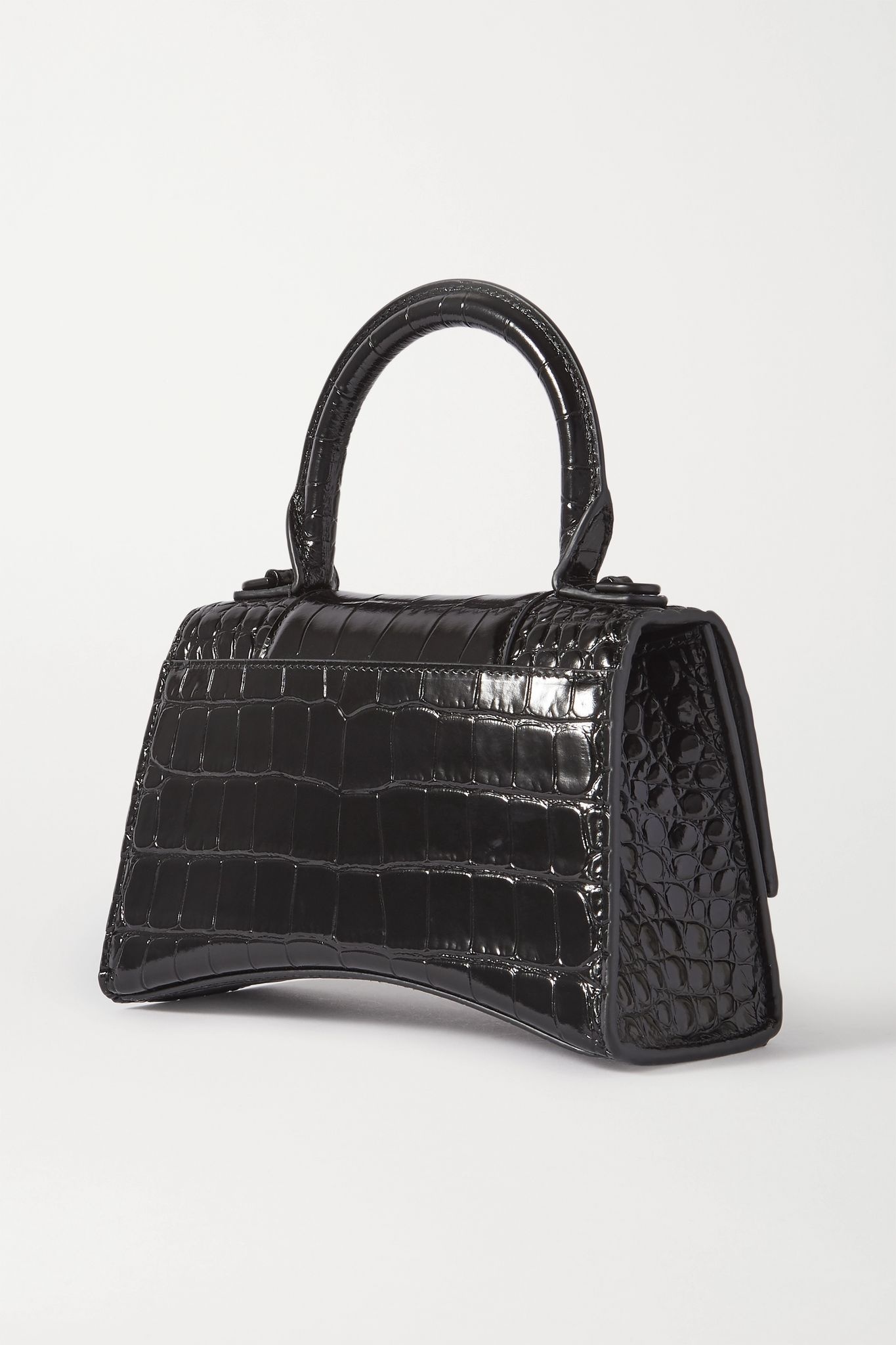 Hourglass mini croc-effect leather tote - 3