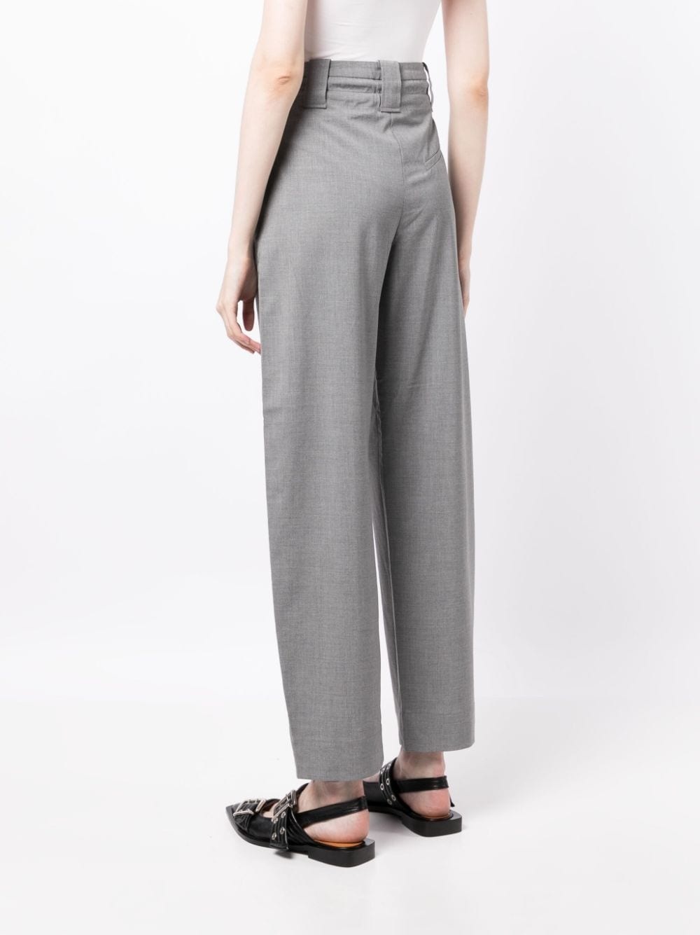 drawstring-waist straight-leg trousers - 4