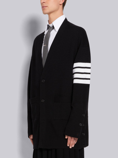 Thom Browne Black Fine Merino Wool 4-Bar Elongated Cardigan outlook