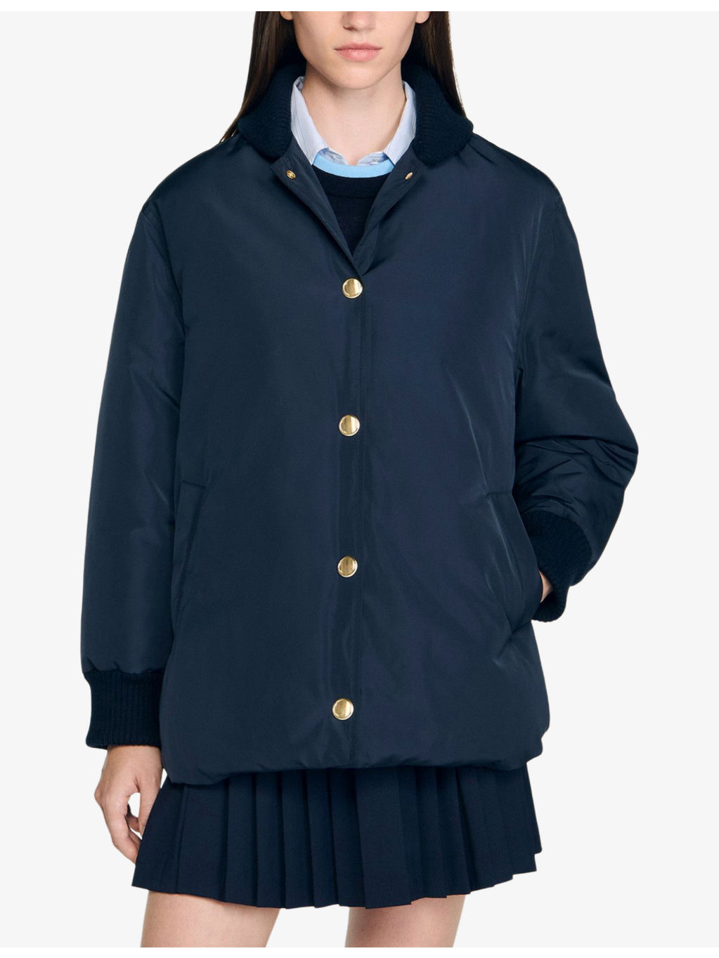 Contrast-Collar Quilted Shell Jacket - 3