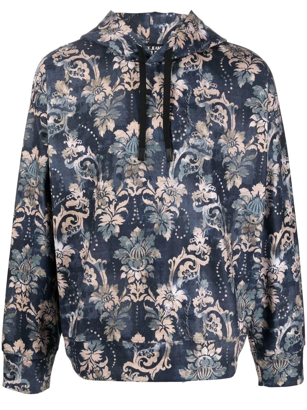 floral-print drawstring hoodie - 1