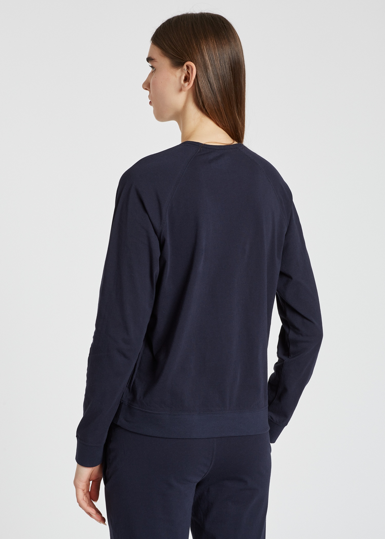 Women's Navy Jersey Cotton 'Swirl Heart' Lounge Long-Sleeve Top - 5