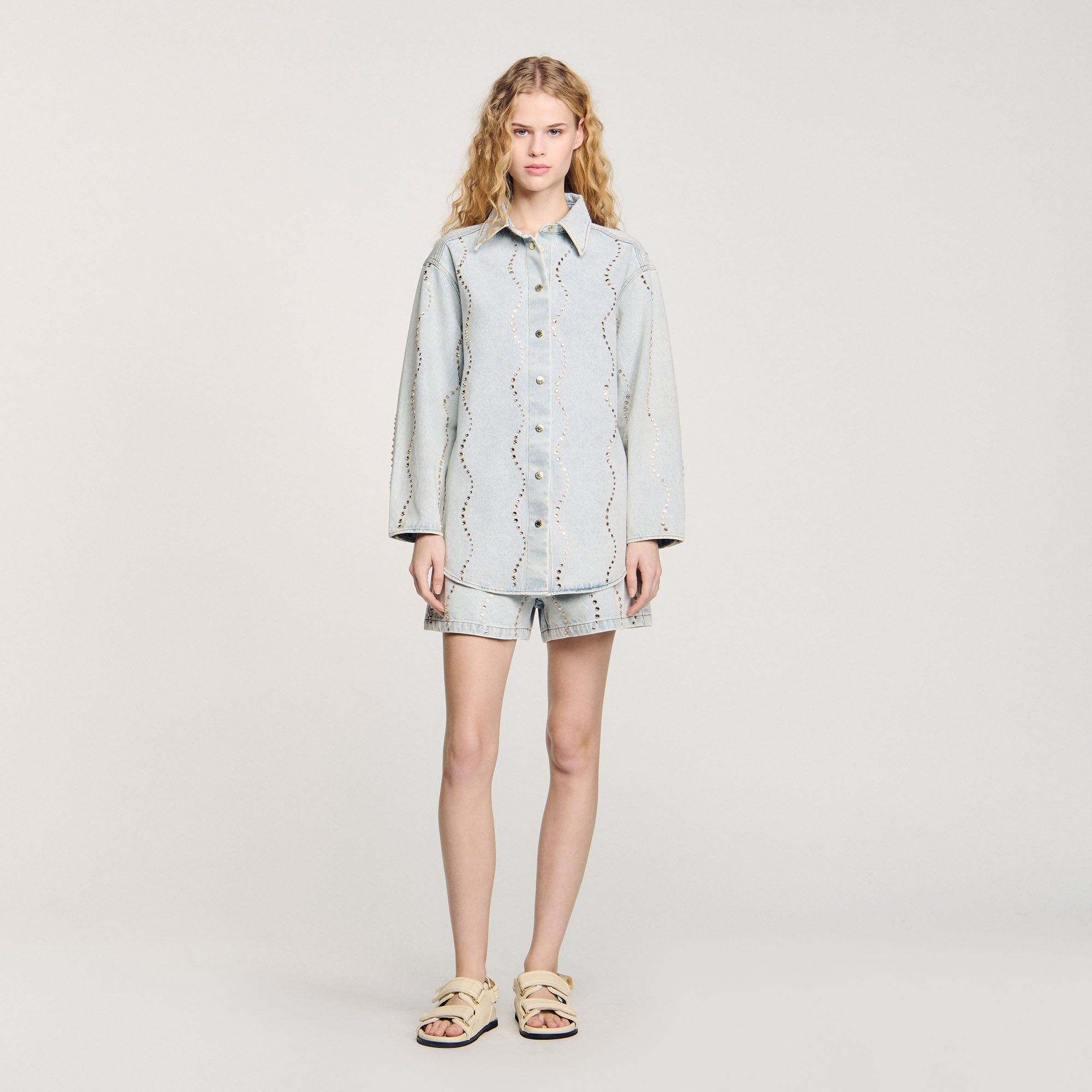DENIM SHIRT WITH RHINESTONES - 2