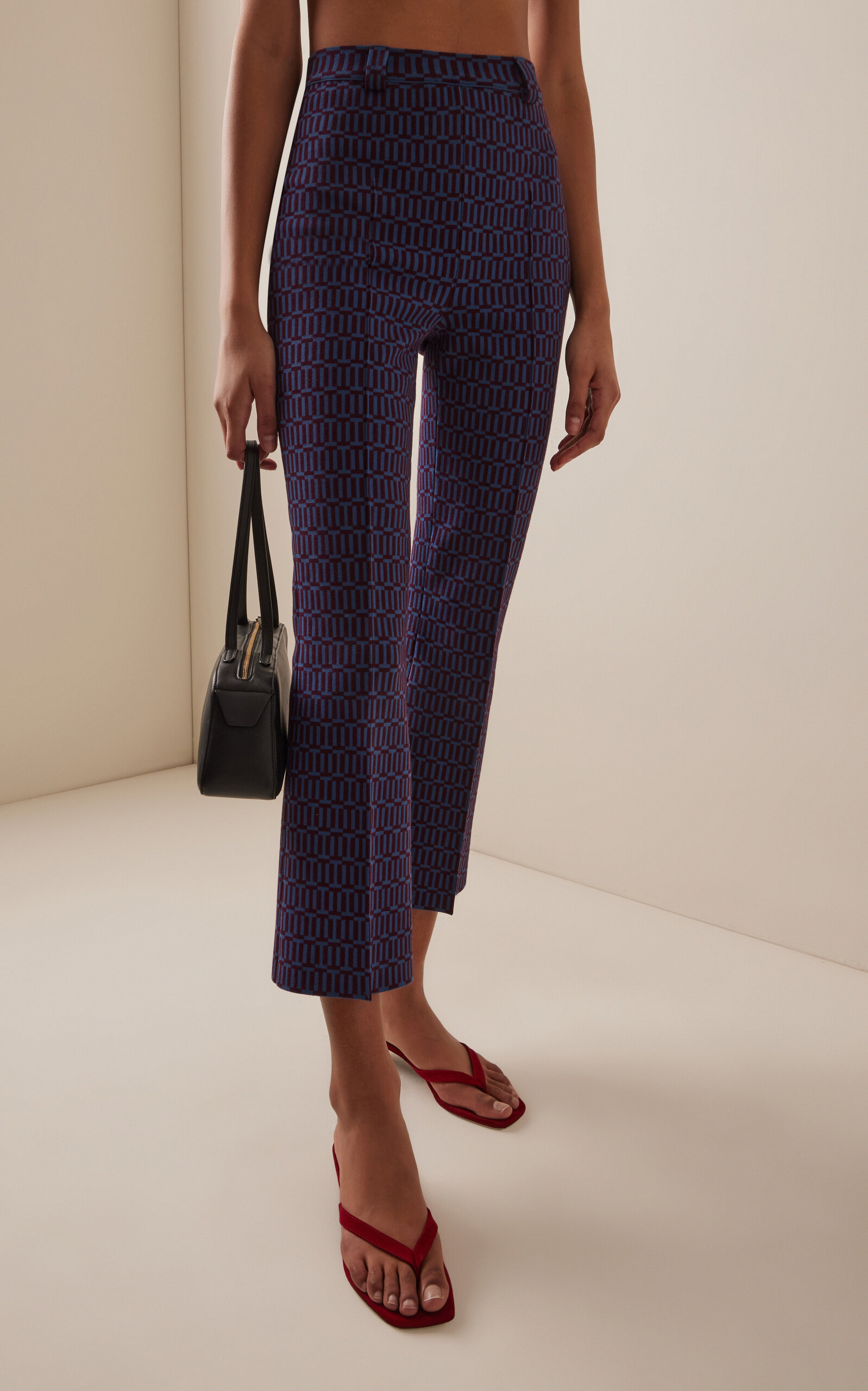 Charlie Cotton-Blend Geo-Jacquard Flared Pants purple - 4
