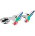 Silver-Tone and Enamel Cufflinks - 1