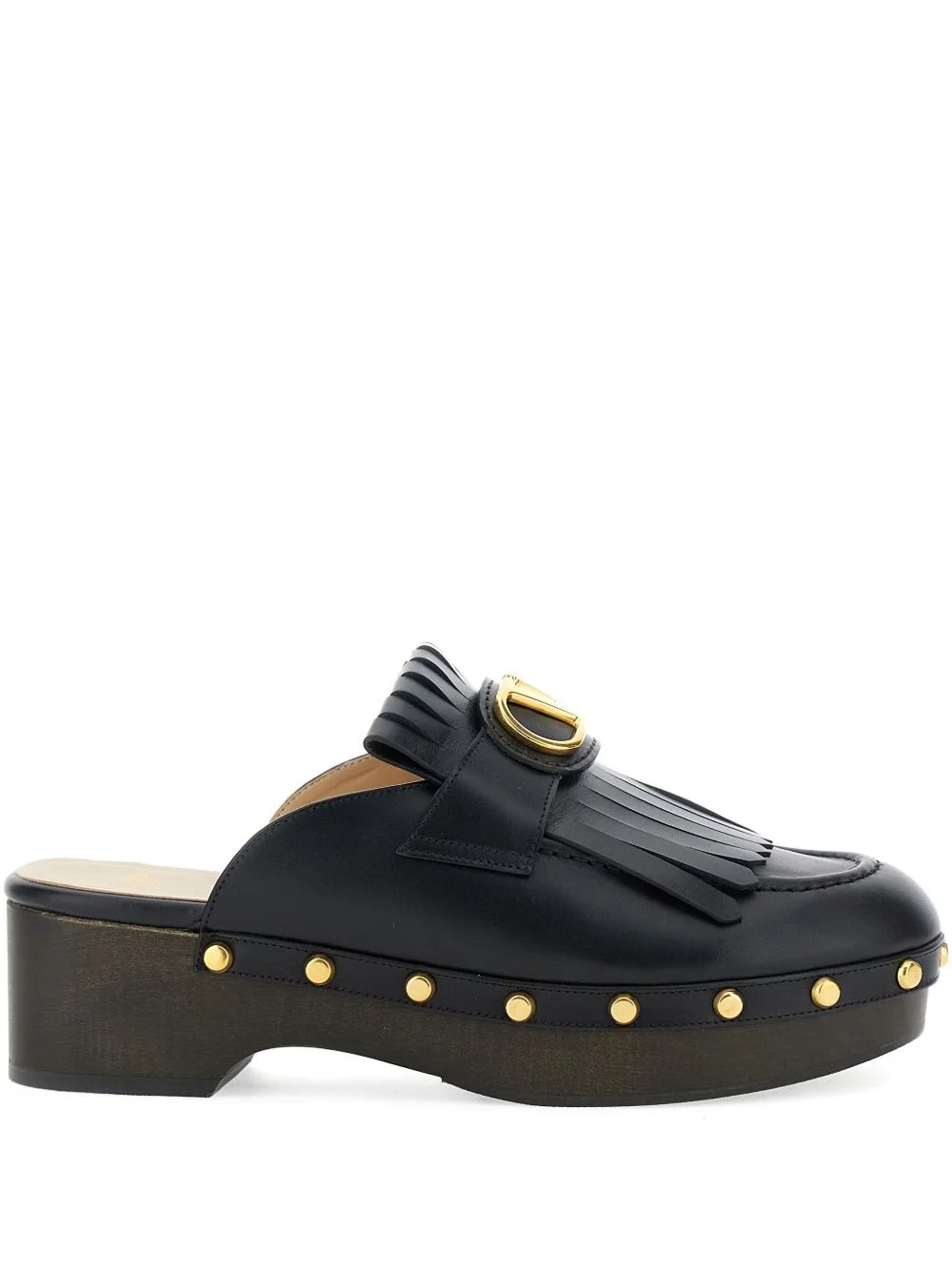 V-logo Signature fringed mules - 1